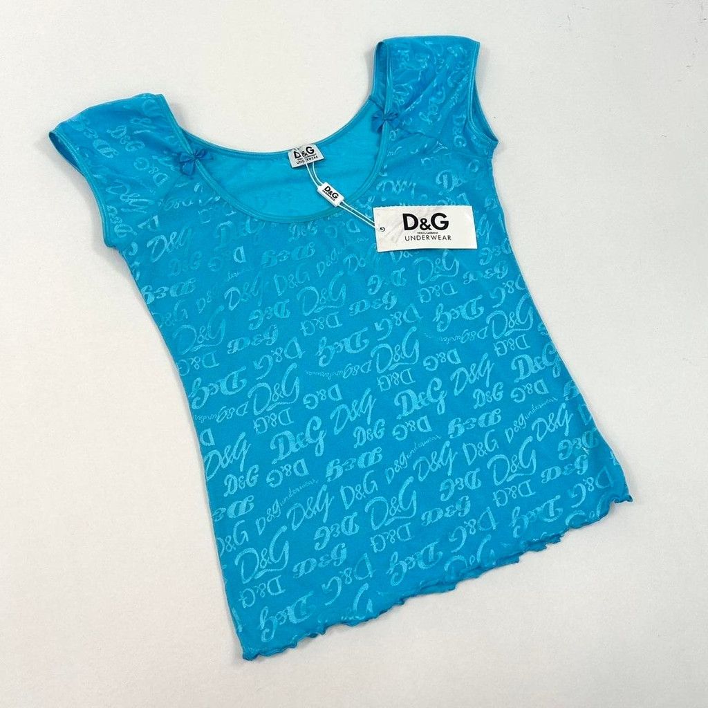 Dolce & Gabbana NWT y2k D&G blue mesh short sleeve top Size M / US 6-8 / IT 42-44 - 1 Thumbnail