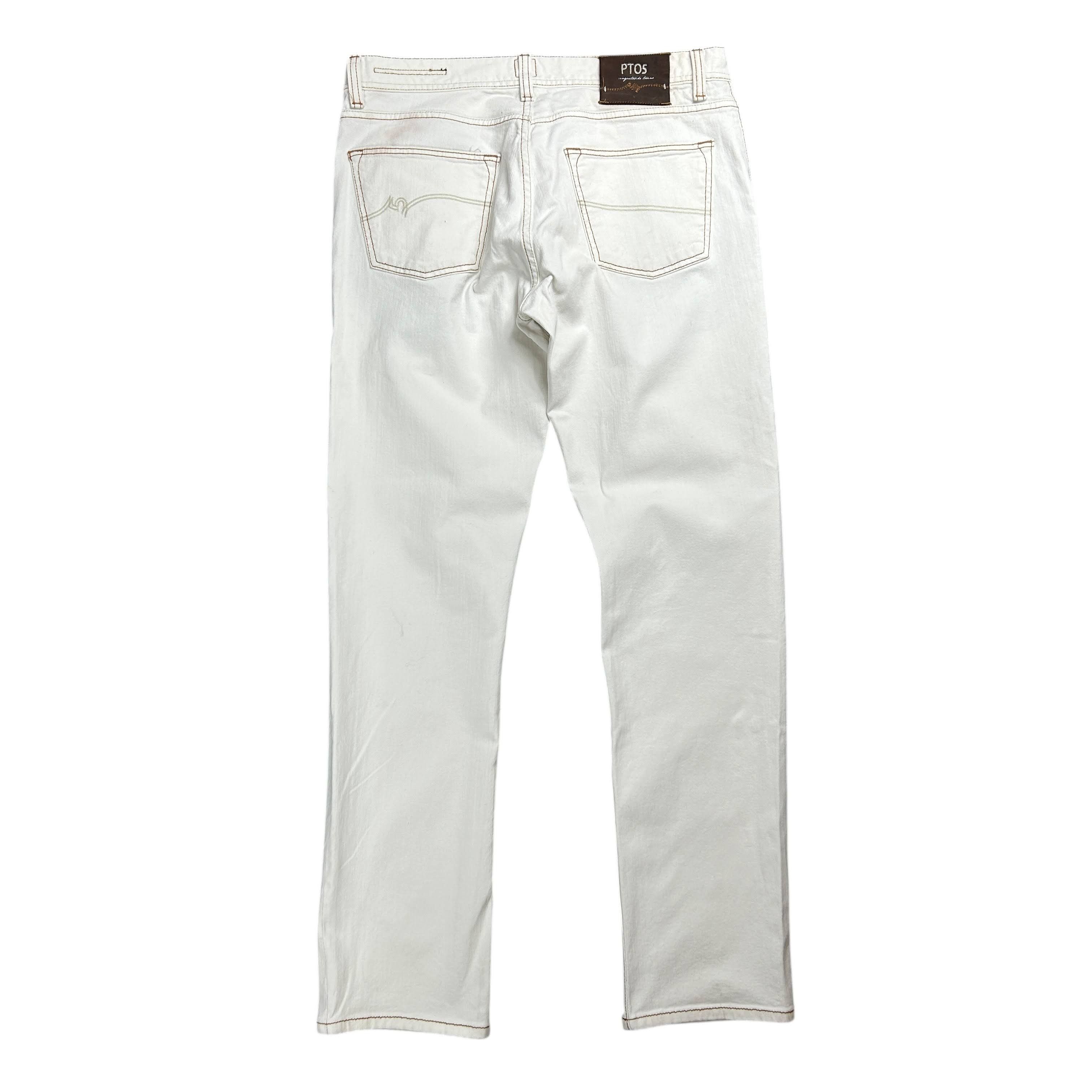 PT Torino PT05 Denim White Ecru Regular Straight Stretch Jeans 36 Size US 36 / EU 52 - 2 Thumbnail