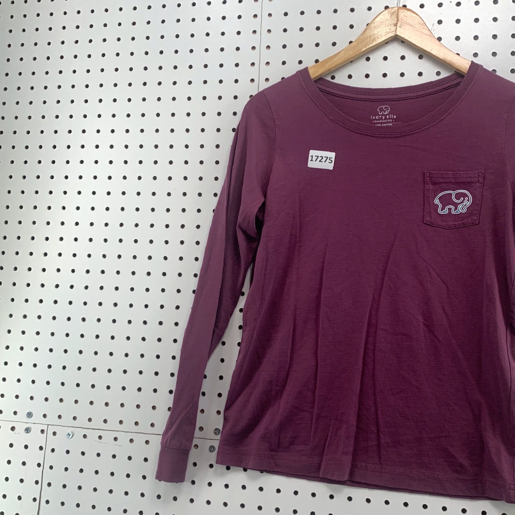 Vintage Ivory Ella Purple Long Sleeve Shirt Womans Small Pocket TEE Elephent Logo 17X22 Size S / US 4 / IT 40 - 4 Thumbnail