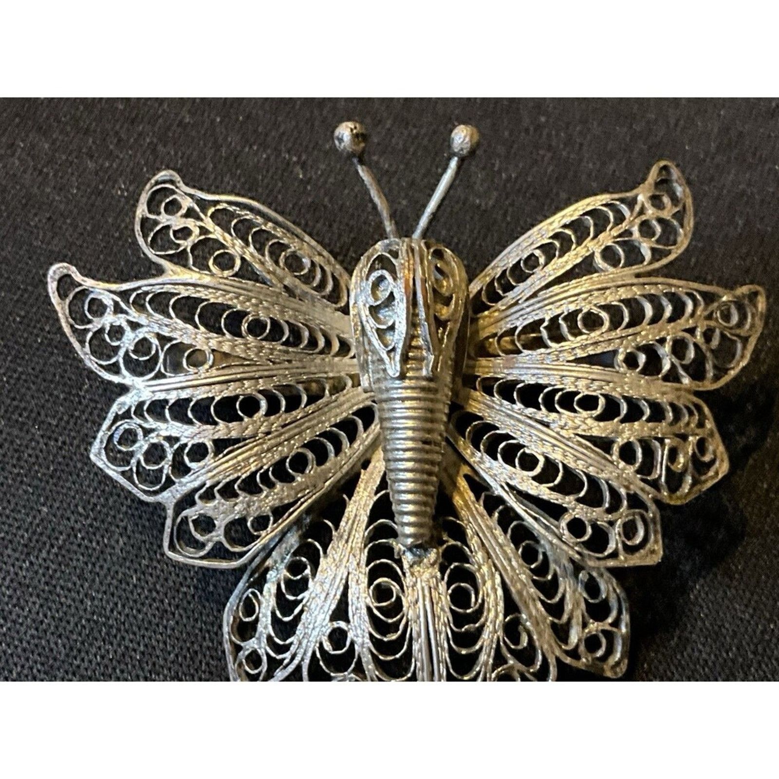 Other 925 Tested Sterling Silver Vintage Butterly C Clasp Brooch Size ONE SIZE - 3 Thumbnail