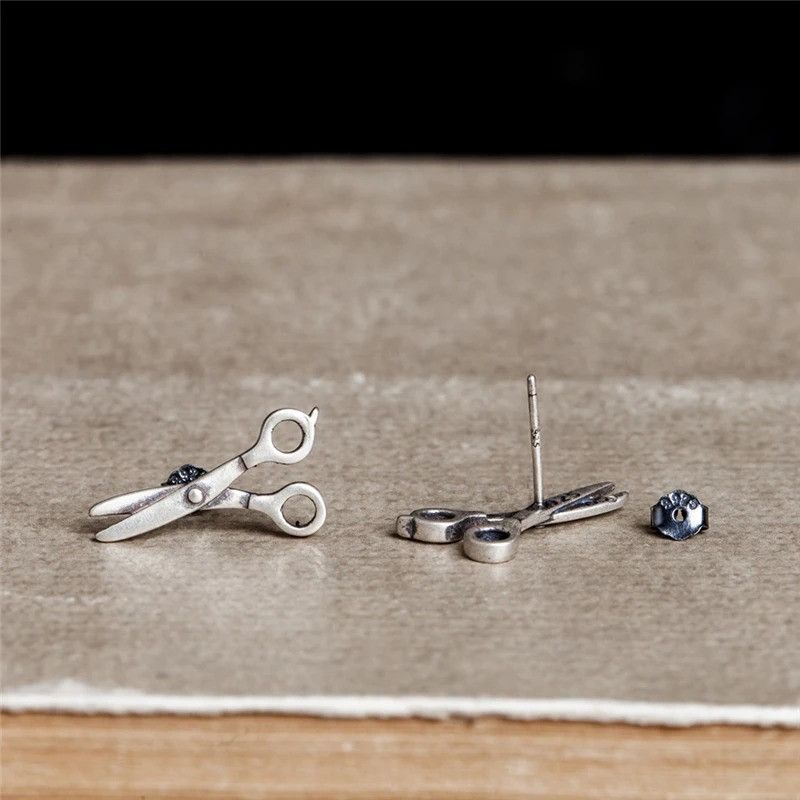 Jewelry Scissors Stud Earrings 925 Sterling Silver Ear Jewelry Gift Size ONE SIZE - 1 Thumbnail