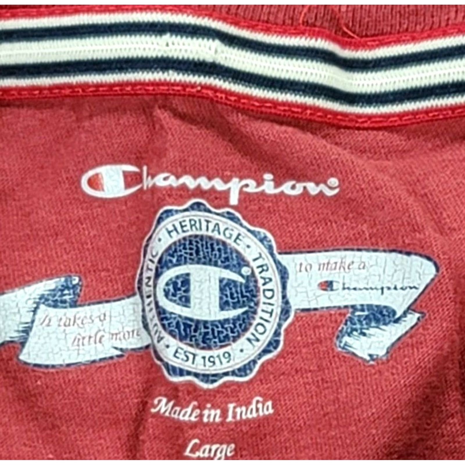 Champion Champion Shirt Women L Colorblock Slub Crew Neck Short Sleeve Jersey T-Shirt Red Size 36" / US 14 / IT 50 - 4 Thumbnail