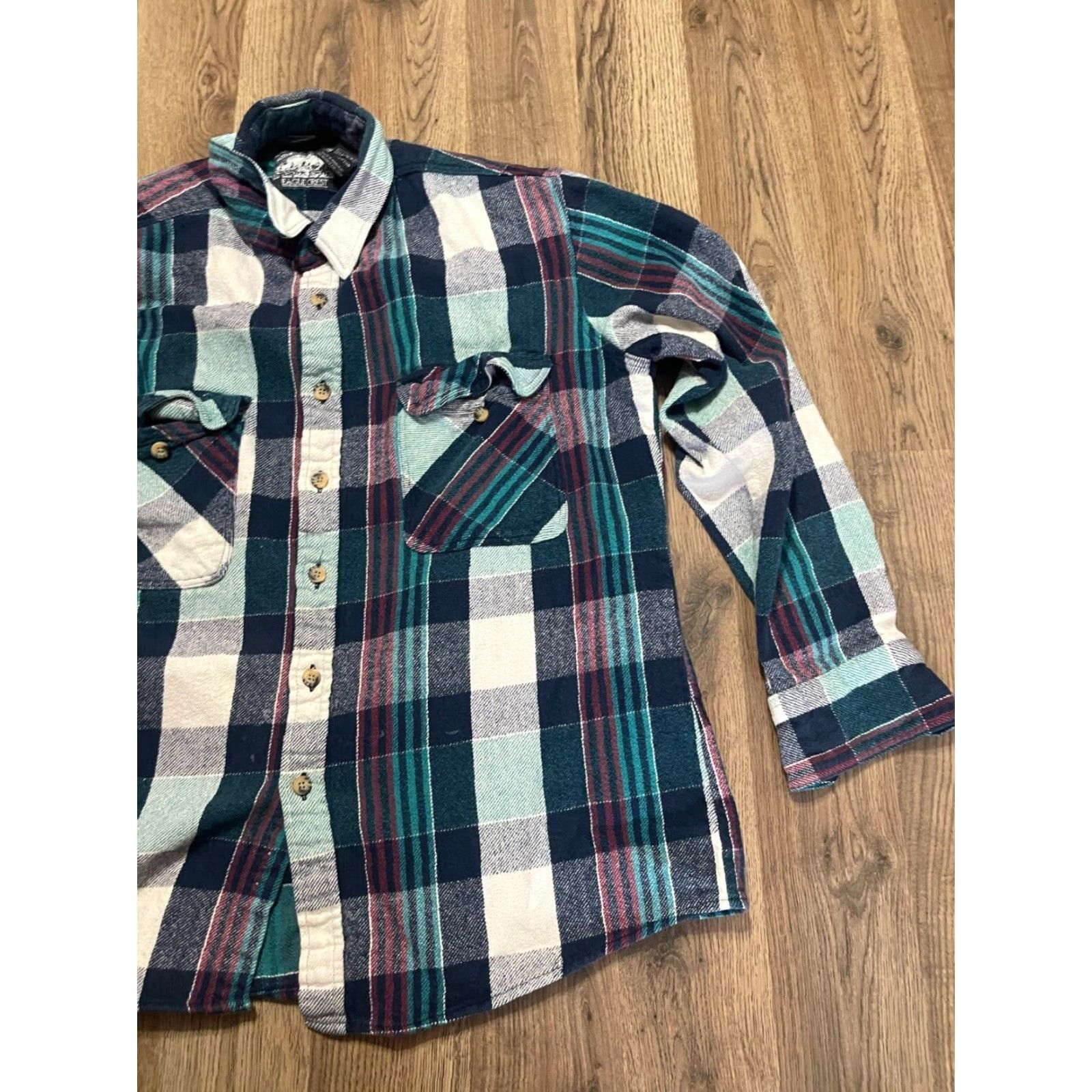 Vintage Elk Shirt Mens Size Large Blue Green Purple Plaid Button-Up Comfort Fit Shirt Size US L / EU 52-54 / 3 - 4 Thumbnail