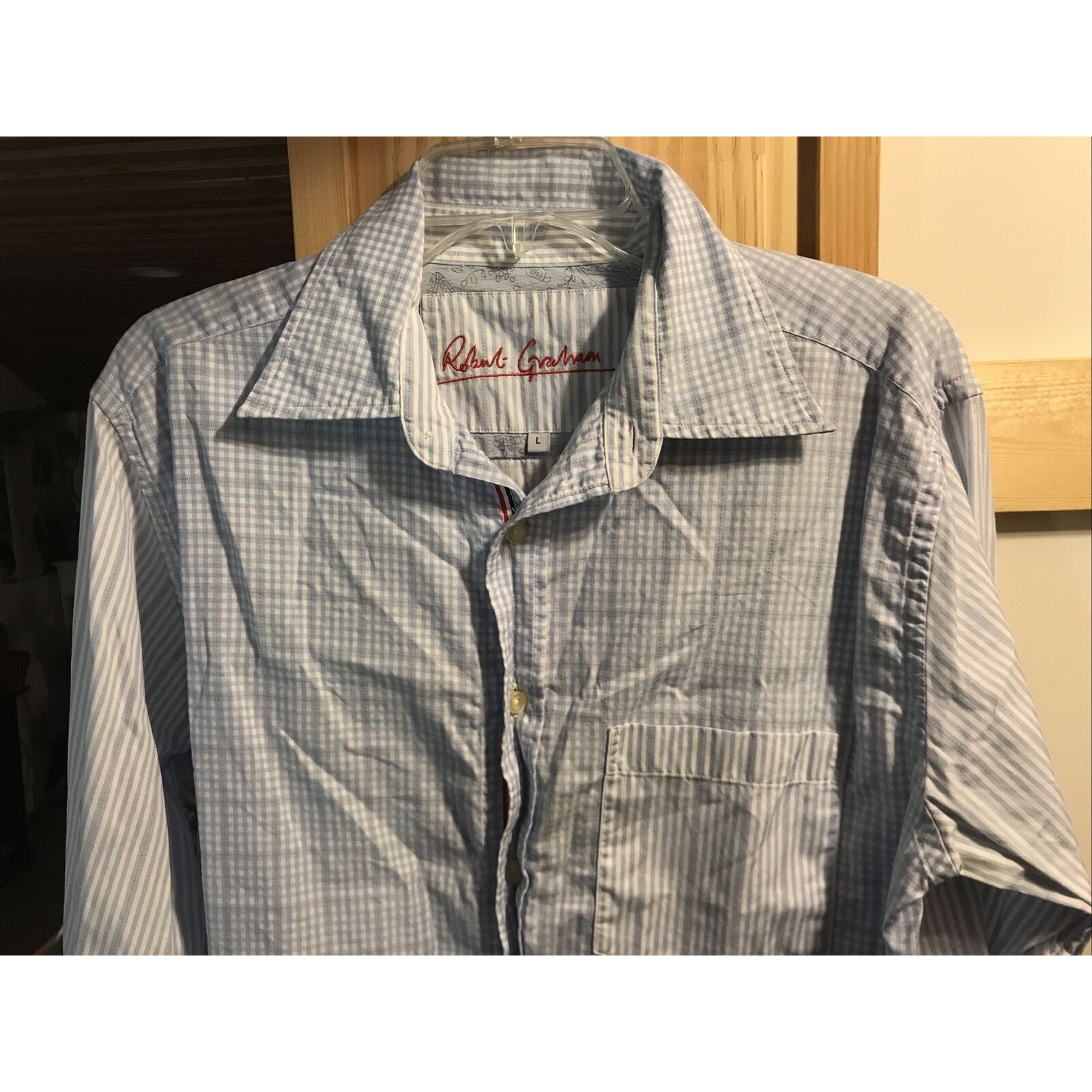 Robert Graham Robert Graham Men’s L Blue Check Striped Button Cotton Shirt Size US L / EU 52-54 / 3 - 6 Thumbnail