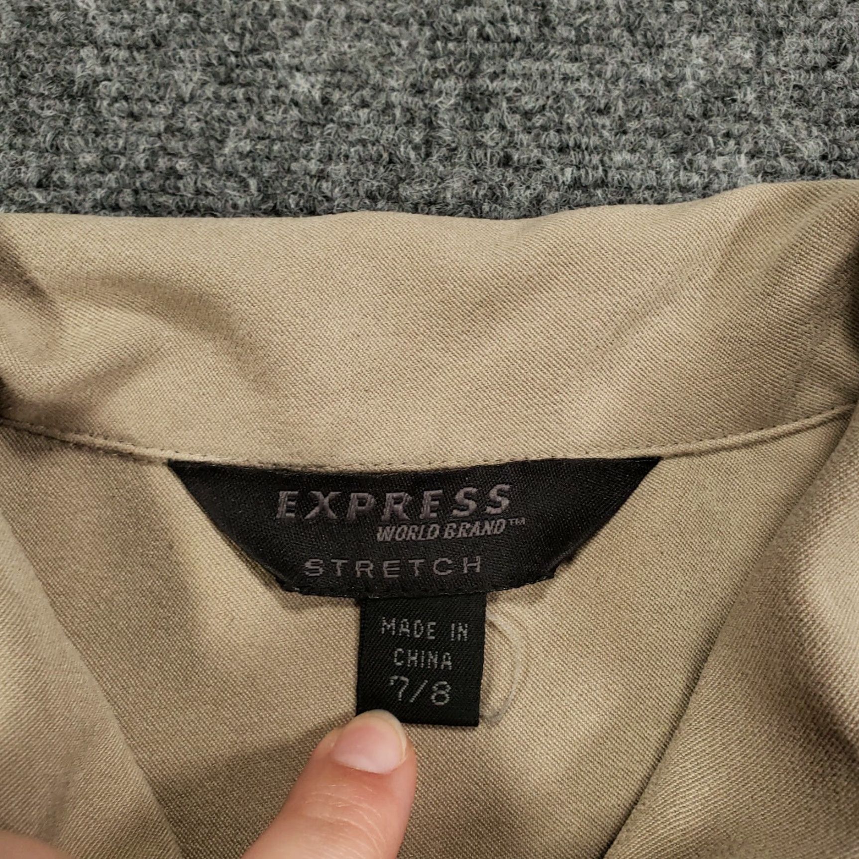 Express Express Jacket Womens 7/8 Khaki Full Zip Stretch Collared Long Sleeve Faux Suede Beige XS-XL Solid Zipper Casual Size M / US 6-8 / IT 42-44 - 3 Thumbnail