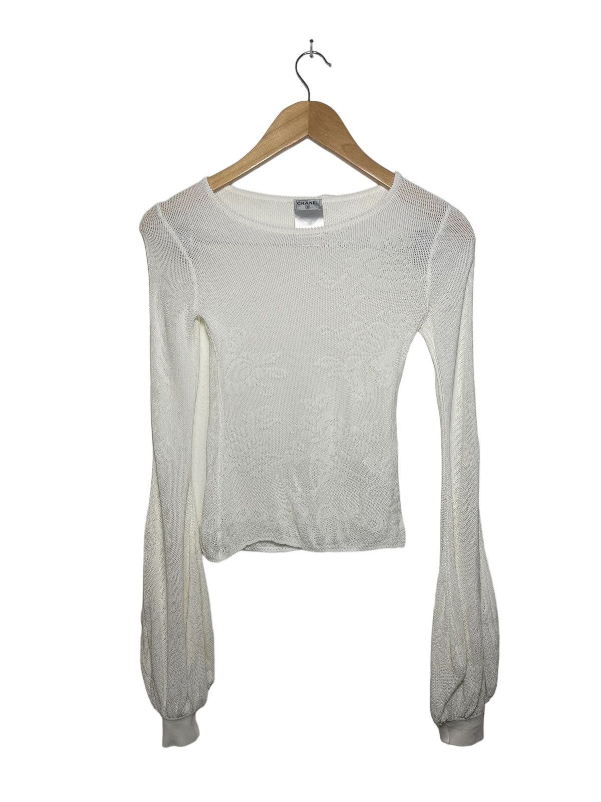Chanel × Vintage Chanel Camelia flower Knitwear long sleeve crop tops Size XXS / US 00 / IT 34 - 1 Thumbnail