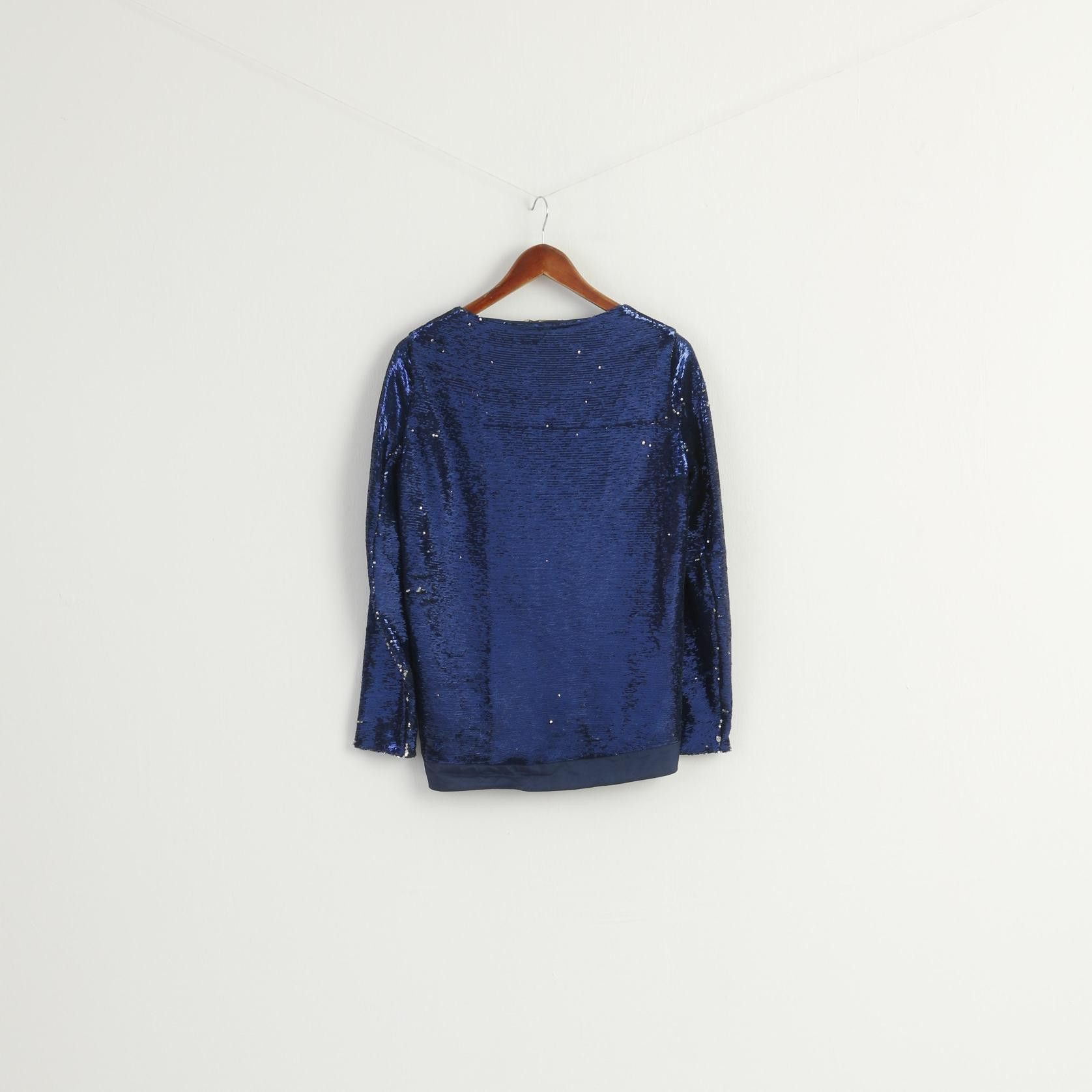 Maje Maje Women 2 M Long Sleeved Shirt Navy Silver 0505 Size XS / US 0-2 / IT 36-38 - 8 Thumbnail