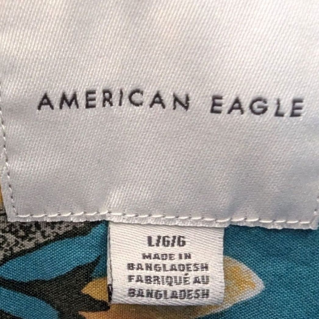 American Eagle Outfitters American Eagle Shirt Mens L Colorblock Tropical Floral Palm Tree Button Up Short Sleeve Size US L / EU 52-54 / 3 - 6 Thumbnail