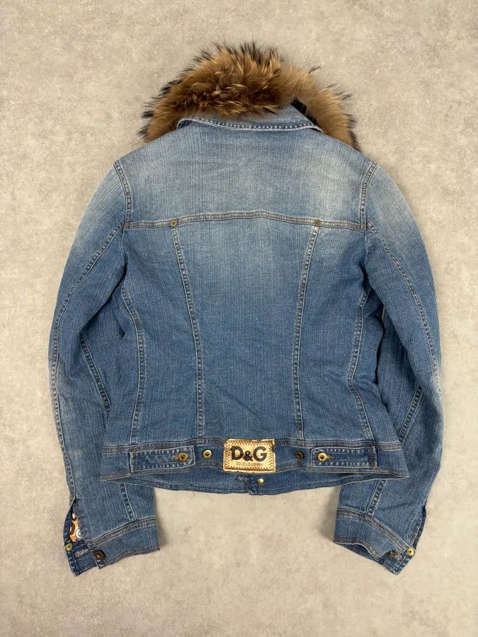 Dolce & Gabbana AW2005 Dolce & Gabbana Blue Denim Distressed Fur-Collar Jacket Size S / US 4 / IT 40 - 5 Thumbnail