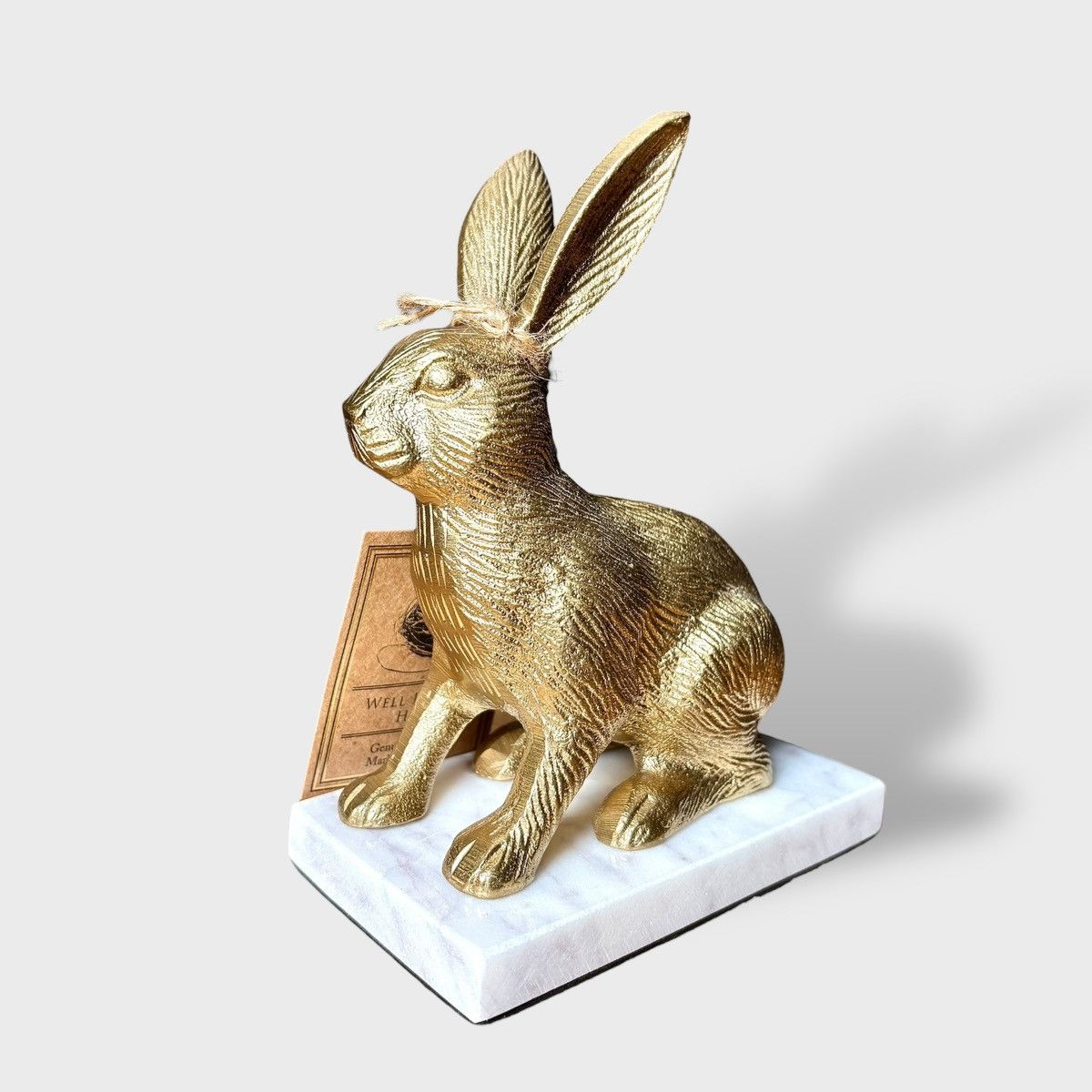 Handmade Well Dressed Home Metal Rabbit Sculpture with Marble Base Size ONE SIZE - 3 Thumbnail