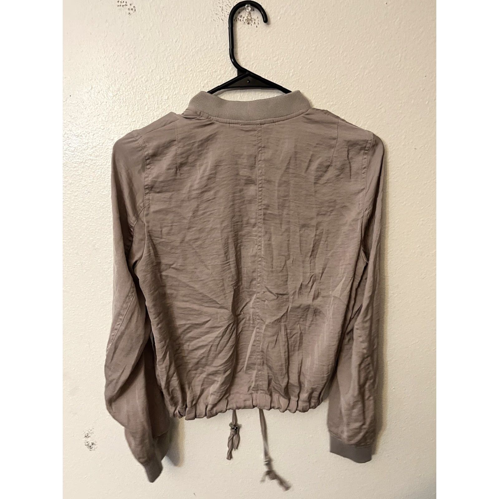 Vintage Divided Women's Jacket Sz 2 Beige Bomber Full-Zip Drawstring Waist Lined Pocket Size XS / US 0-2 / IT 36-38 - 3 Thumbnail
