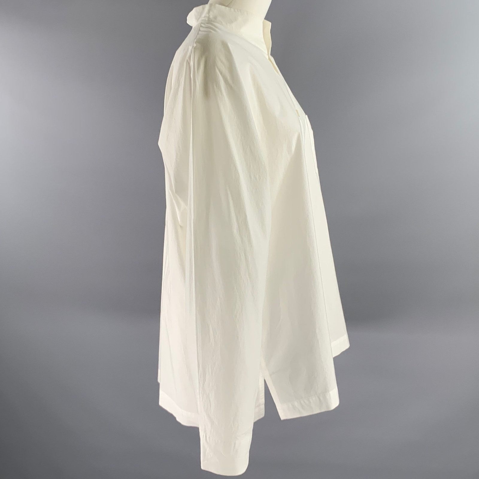 Issey Miyake ISSEY MIYAKE Size L White Cotton Nehru Collar Shirt Size US L / EU 52-54 / 3 - 3 Thumbnail