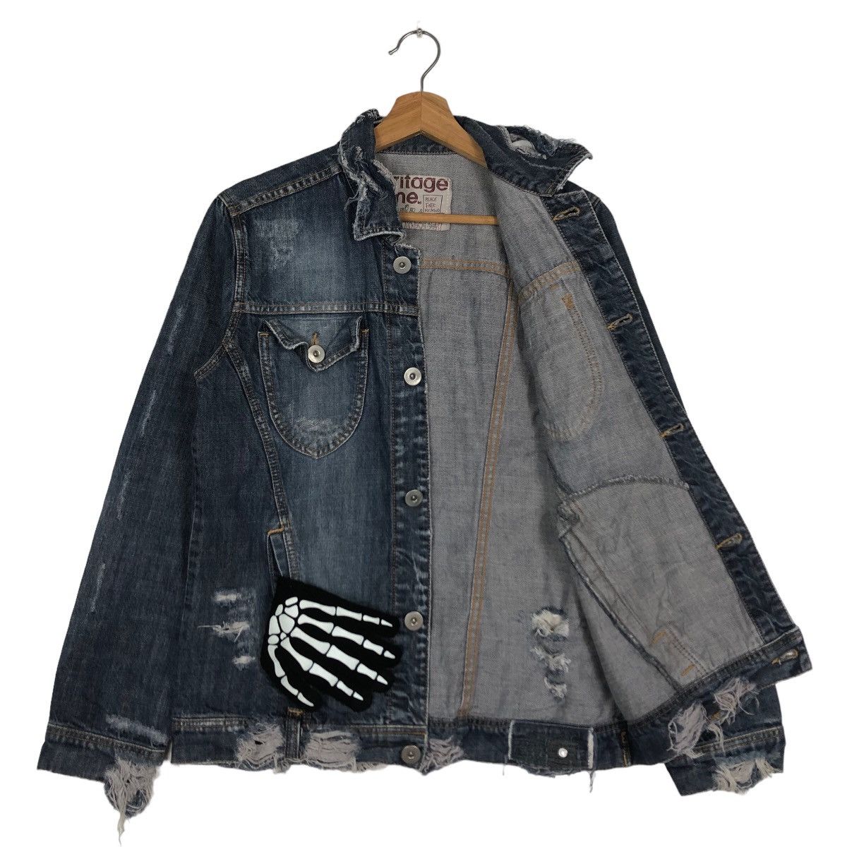 Japanese Brand 🔥Rare Distressed Denim Jacket Punk Design Herritage Stone Size US M / EU 48-50 / 2 - 9 Thumbnail