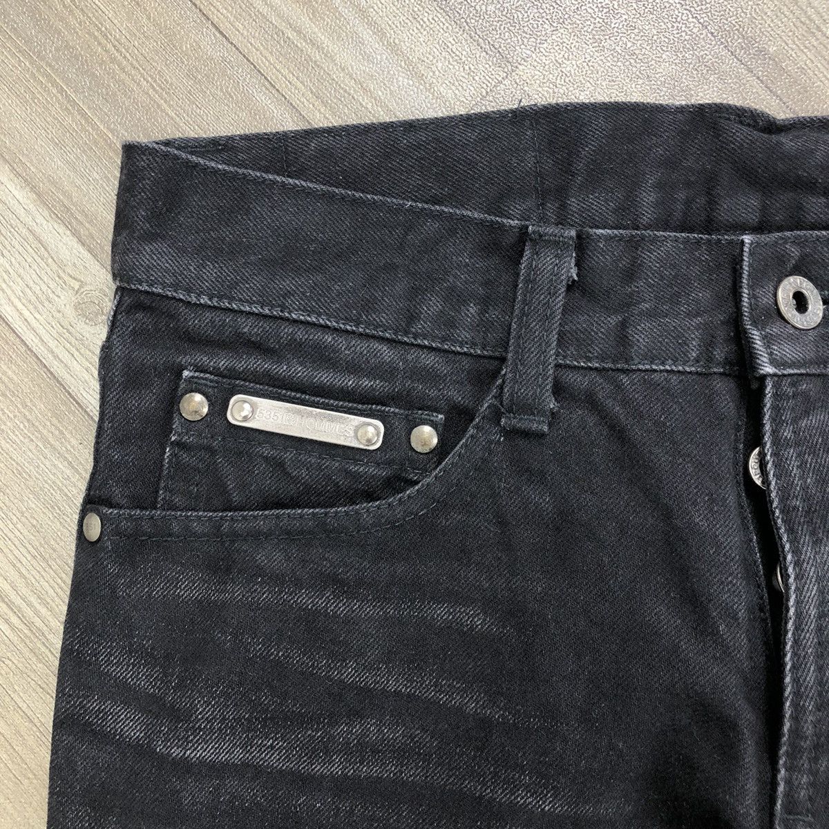 5351 POUR LES HOMMES 2000s 5351 Pour Les Hommes Black Washed Straight Wide Jeans Size US 28 / EU 44 - 6 Thumbnail