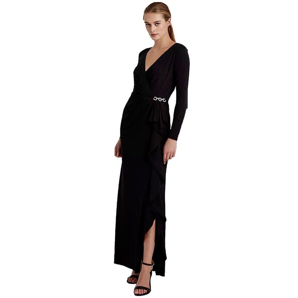 Ralph Lauren Ralph Lauren Long Sleeve Ruffle Trim Jersey Evening Gown Na Size M / US 6-8 / IT 42-44 - 1 Thumbnail