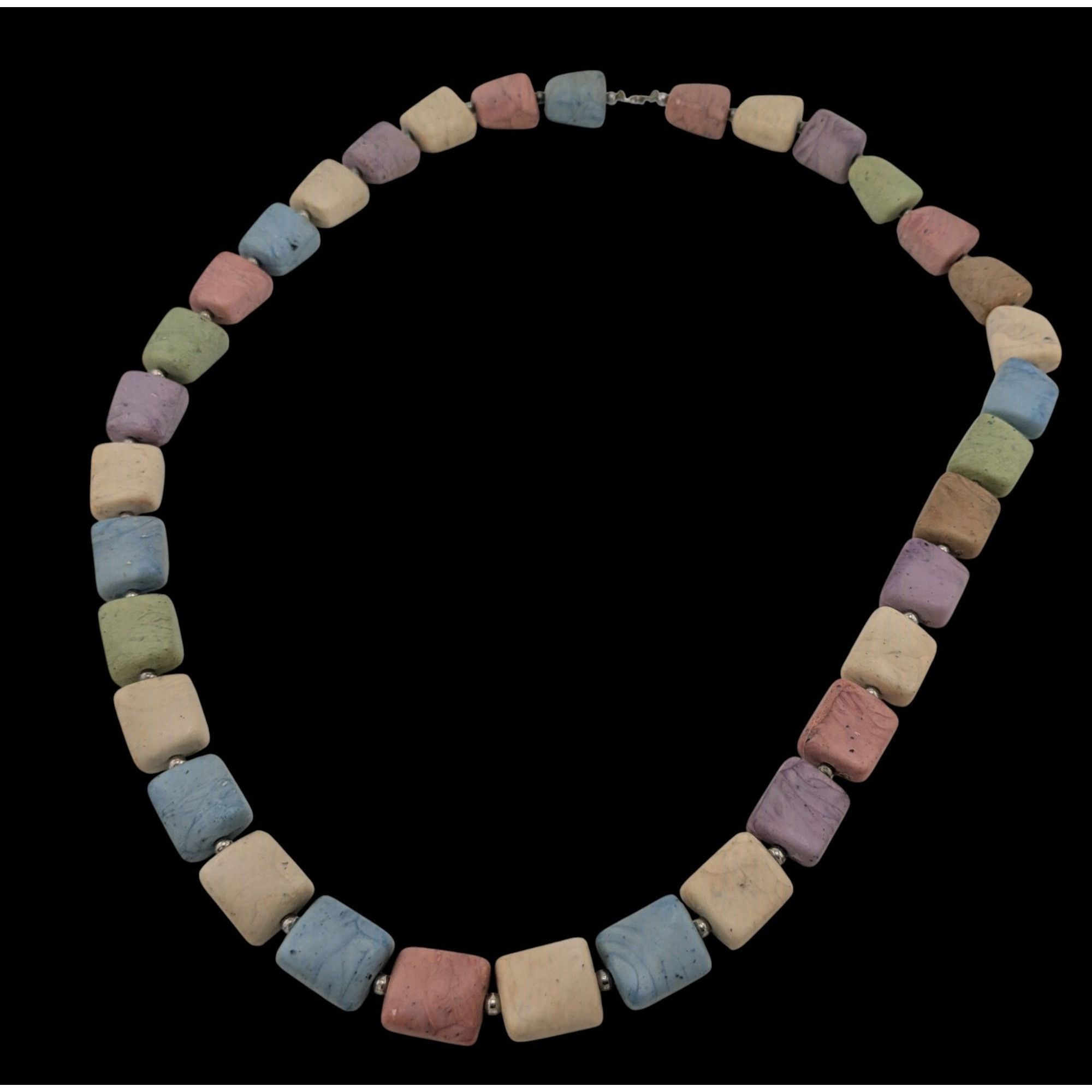 Other Vintage Pastel Faux Stone Marbled Beaded Necklace Size ONE SIZE - 1 Thumbnail