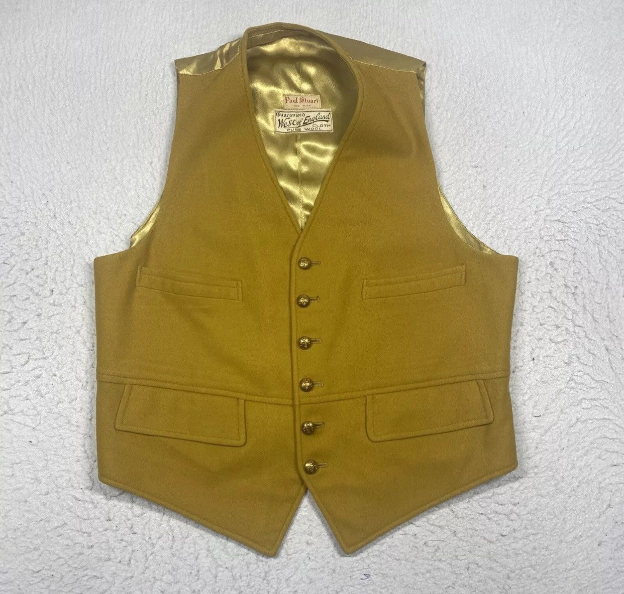 Paul Stuart Vintage Paul Stuart Vest Wool Gold Mens Small Size 34S - 1 Thumbnail