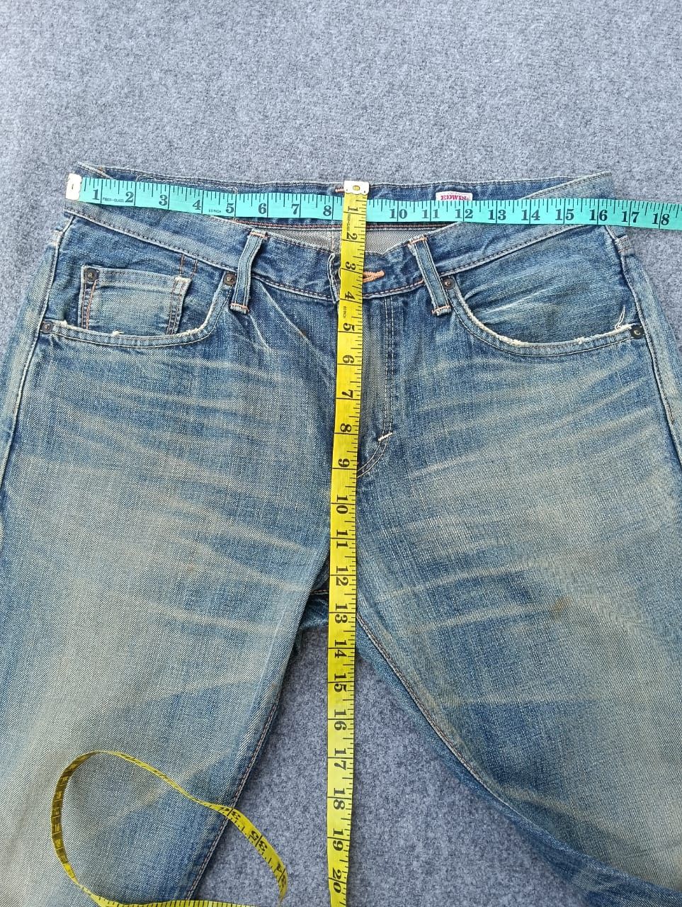 Edwin EDWIN Made In Japan Denim Jeans Vintage Wash Distressed Look Size US 33 - 3 Thumbnail