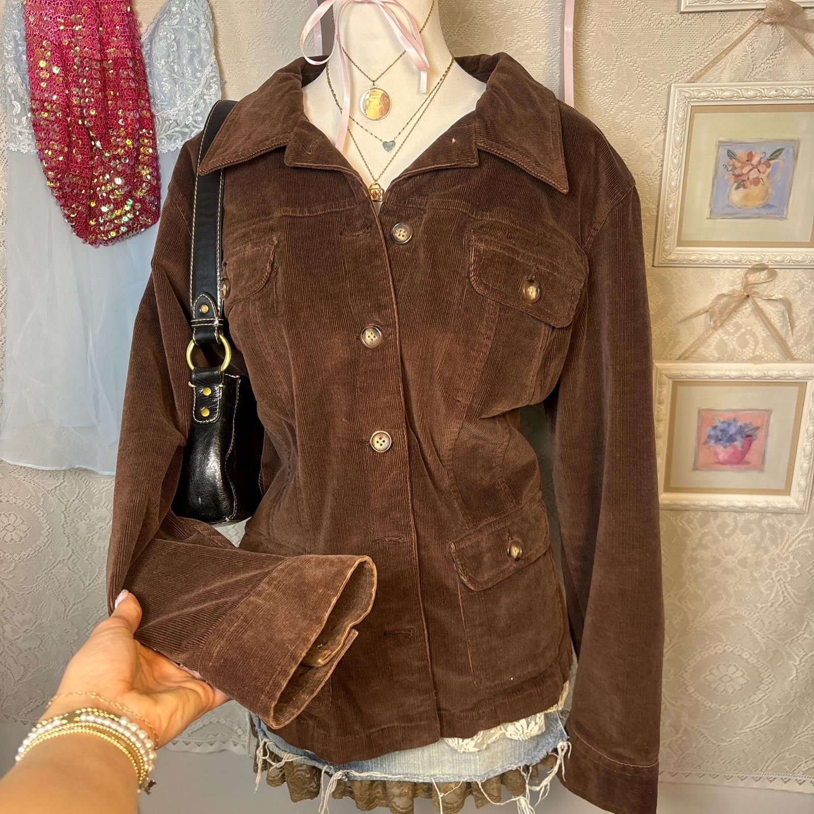 Other y2k brown corduroy button up jacket Size XXL / US 16-18 / IT 52-54 - 1 Thumbnail