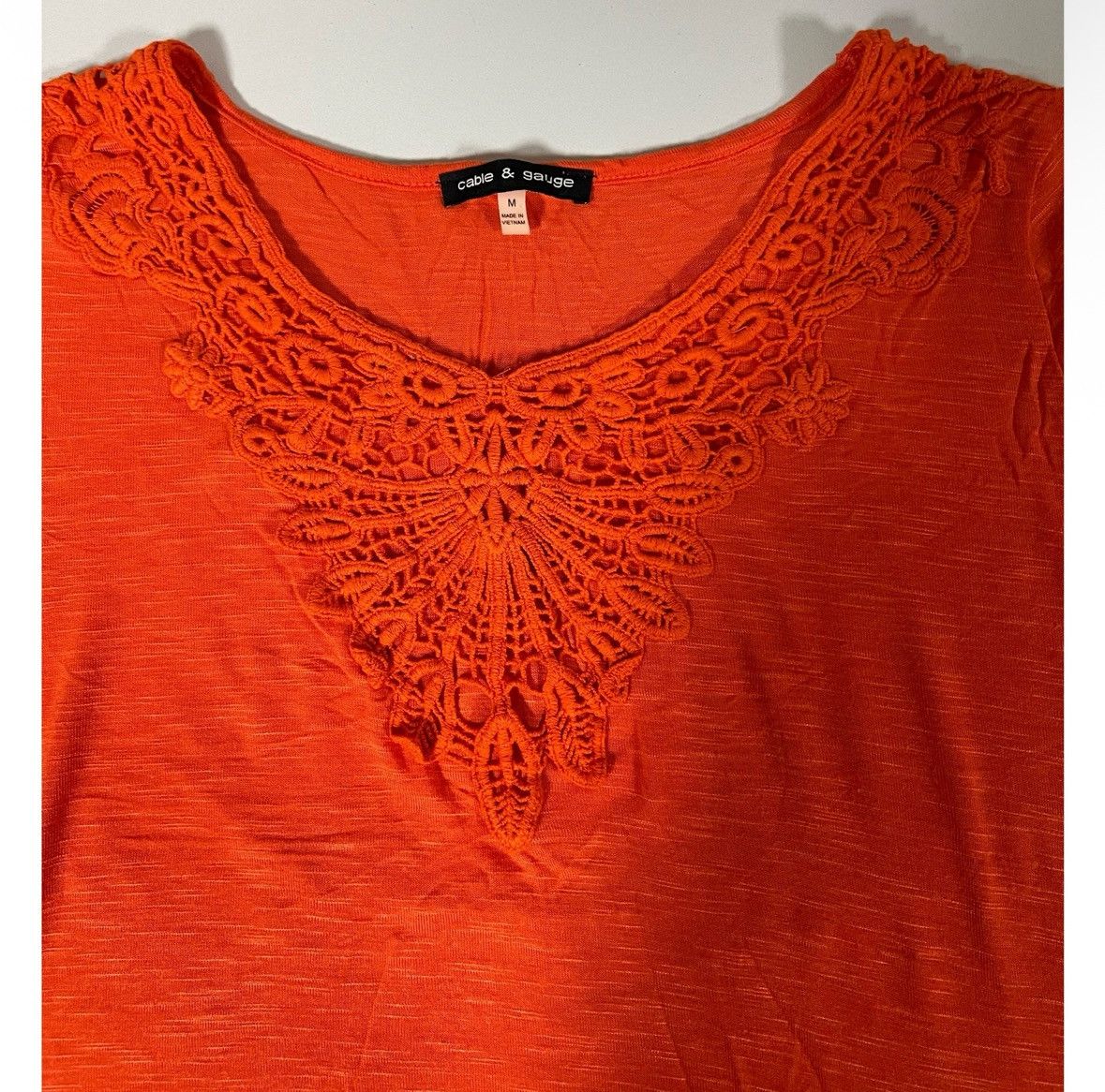 Vintage Orange Boho Embroidered Short Sleeve Shirt Blouse Size M 🧡✨ Size M / US 6-8 / IT 42-44 - 3 Thumbnail