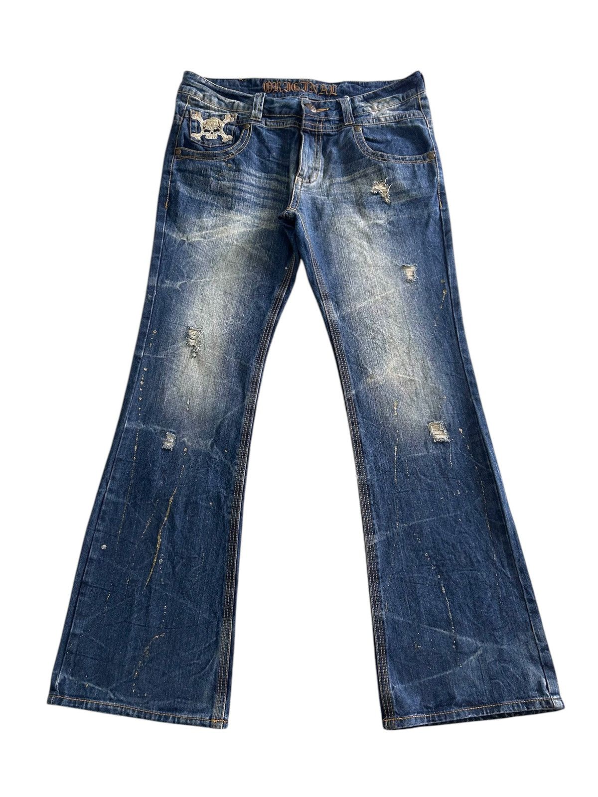 Japanese Brand × Vintage Vintage Japanese Distressed Denim Skull Patches Jeans Size US 35 - 1 Thumbnail