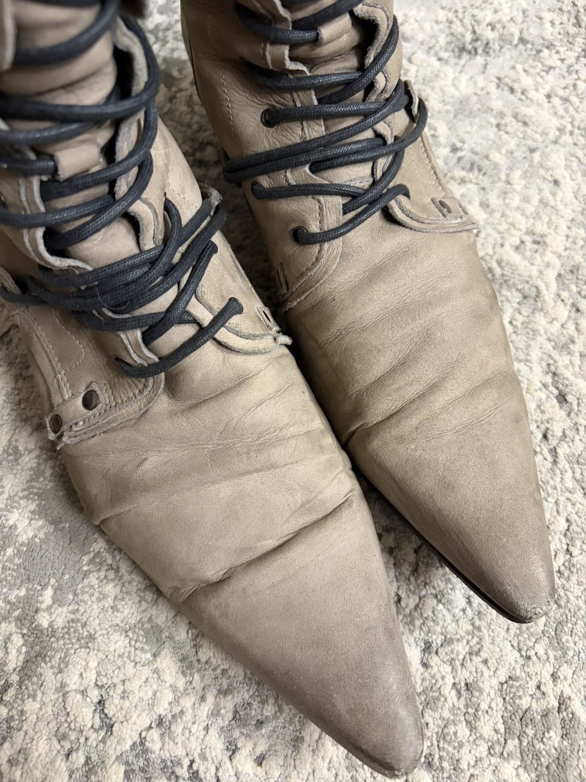 Tornado Mart Grey Layered Leather Back Zip Boots Size US 9.5 / EU 42-43 - 4 Thumbnail