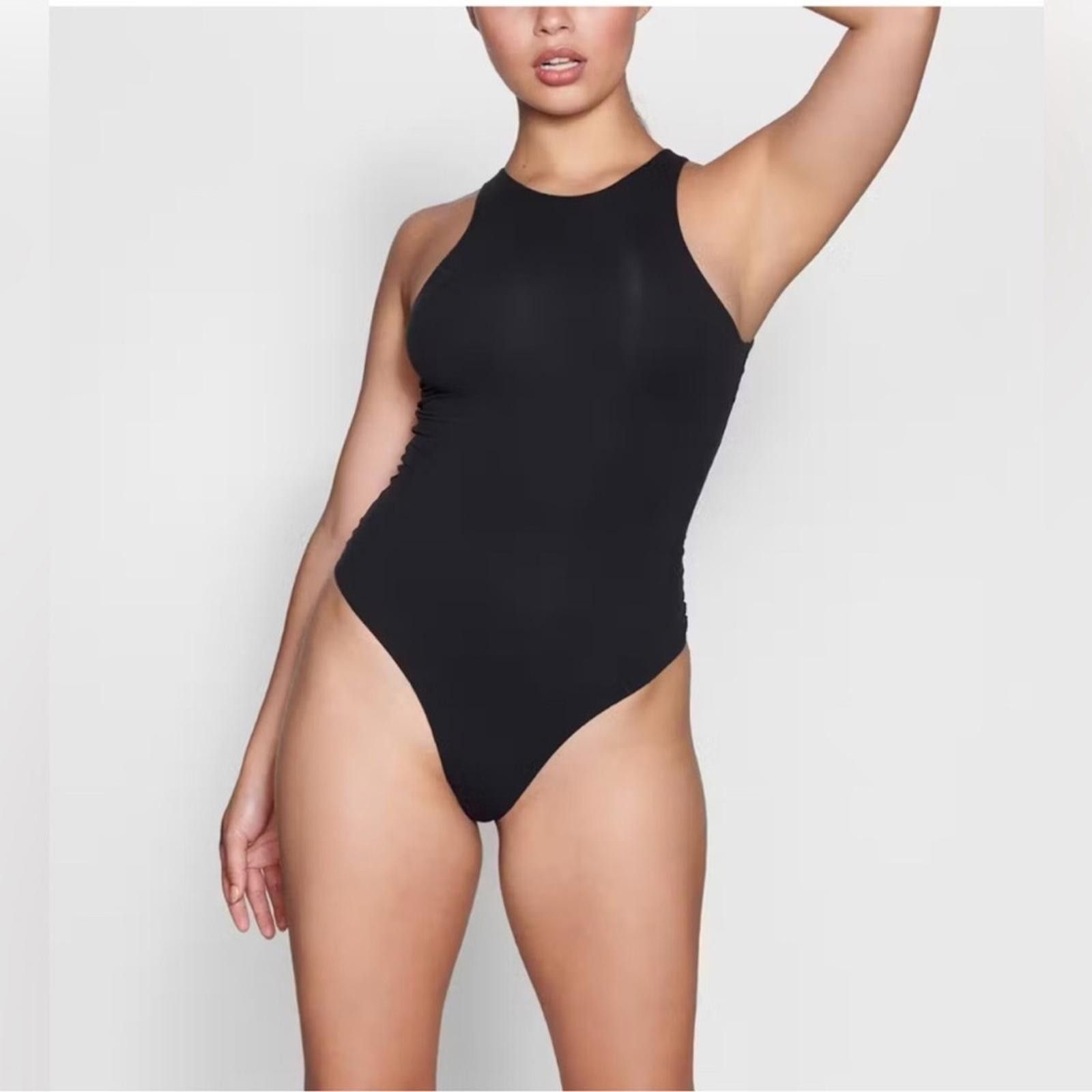Swims SKIMS M High Neck Bodysuit Fits Everybody Onyx Black NWOT Size ONE SIZE - 4 Thumbnail