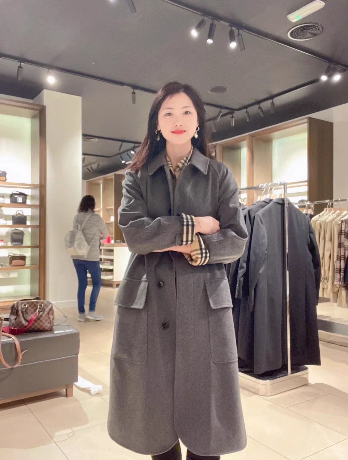 Burberry Burberry Gray Check Cashmere Mid-Length Coat 40 NOS Size M / US 6-8 / IT 42-44 - 7 Thumbnail