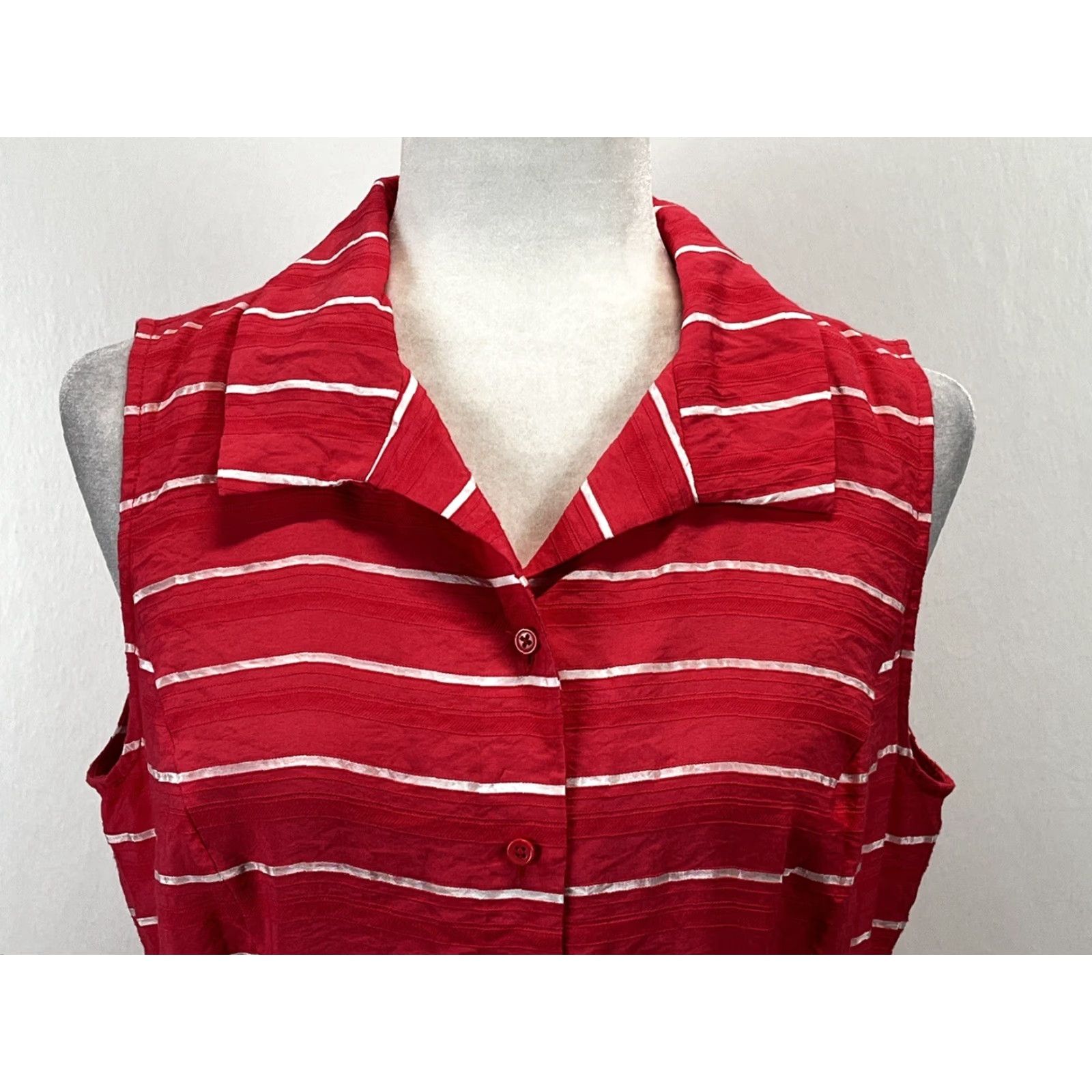 Talbots VINTAGE Talbots Midi Dress 10 Pink Striped Sleeveless Fit & Flare Shirt Womens Size L / US 10 / IT 46 - 5 Thumbnail