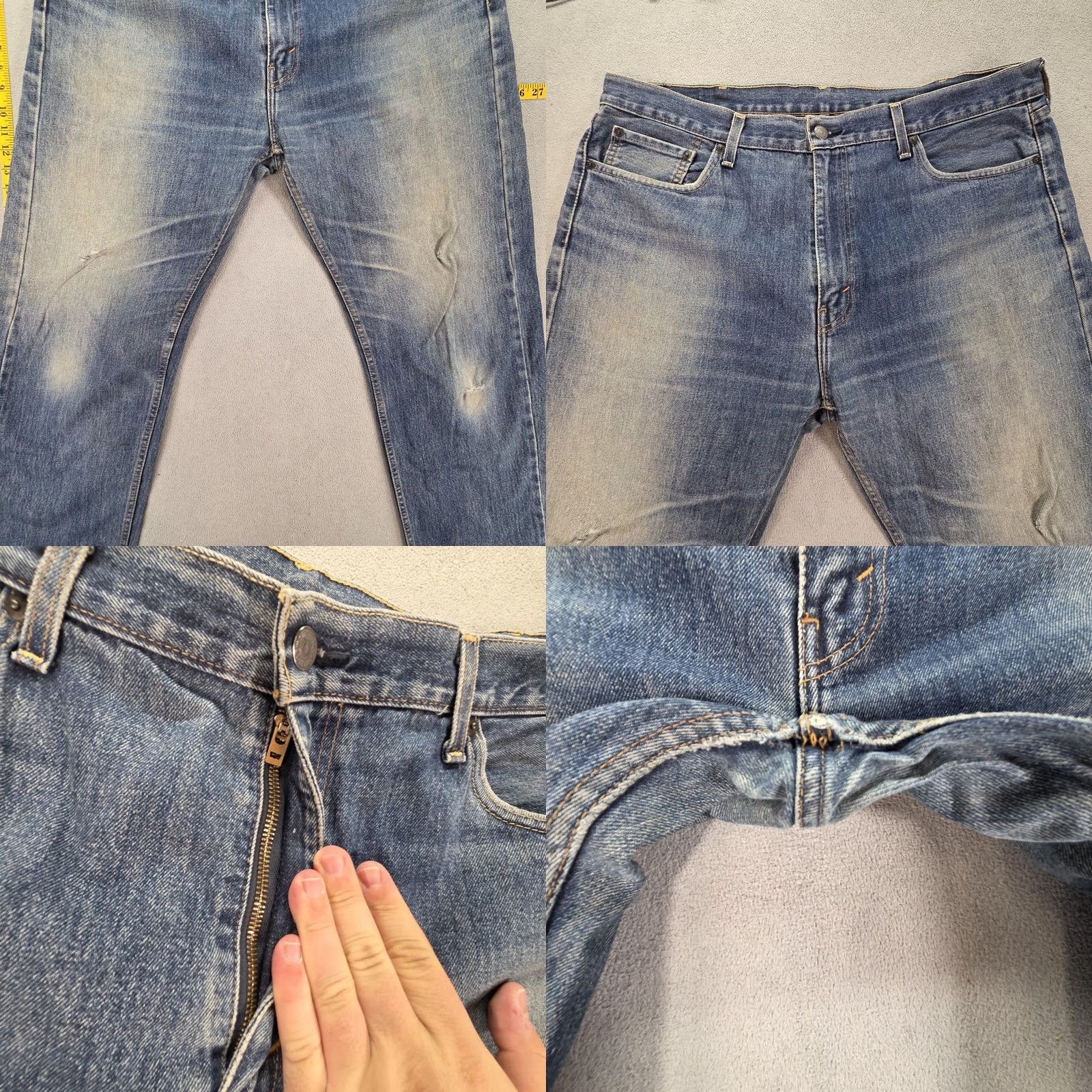 Levi's Levi's 505 Jeans Mens 40x31 Blue Medium Wash Regular Straight Distressed Pockets Logo Denim Cotton Zip Vintage No Size US 40 / EU 56 - 9 Thumbnail