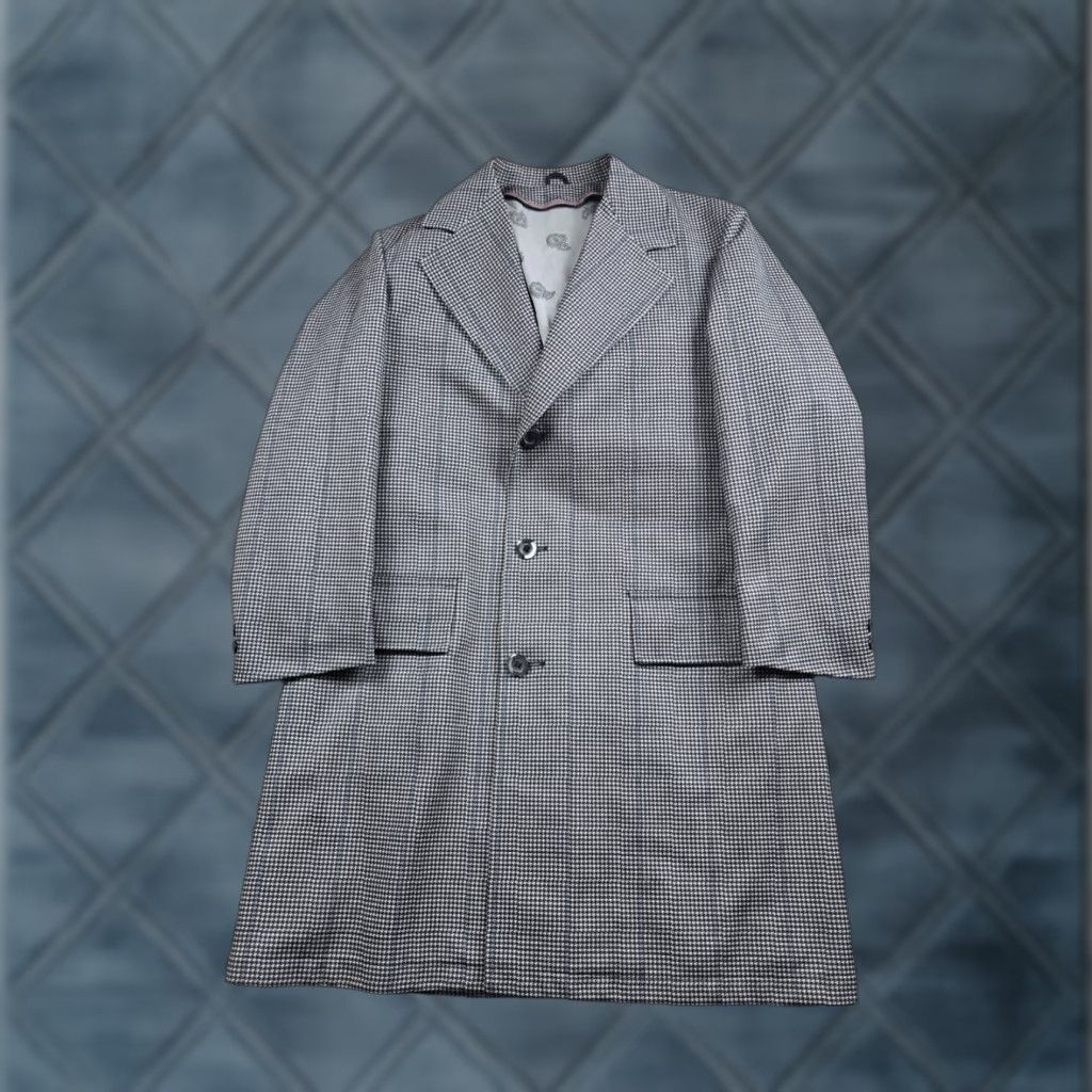 Sears Vintage Sears Travelknit Blazer Jacket 40R Gray Houndstooth Overcoat 70s Mens Size 40R - 1 Thumbnail