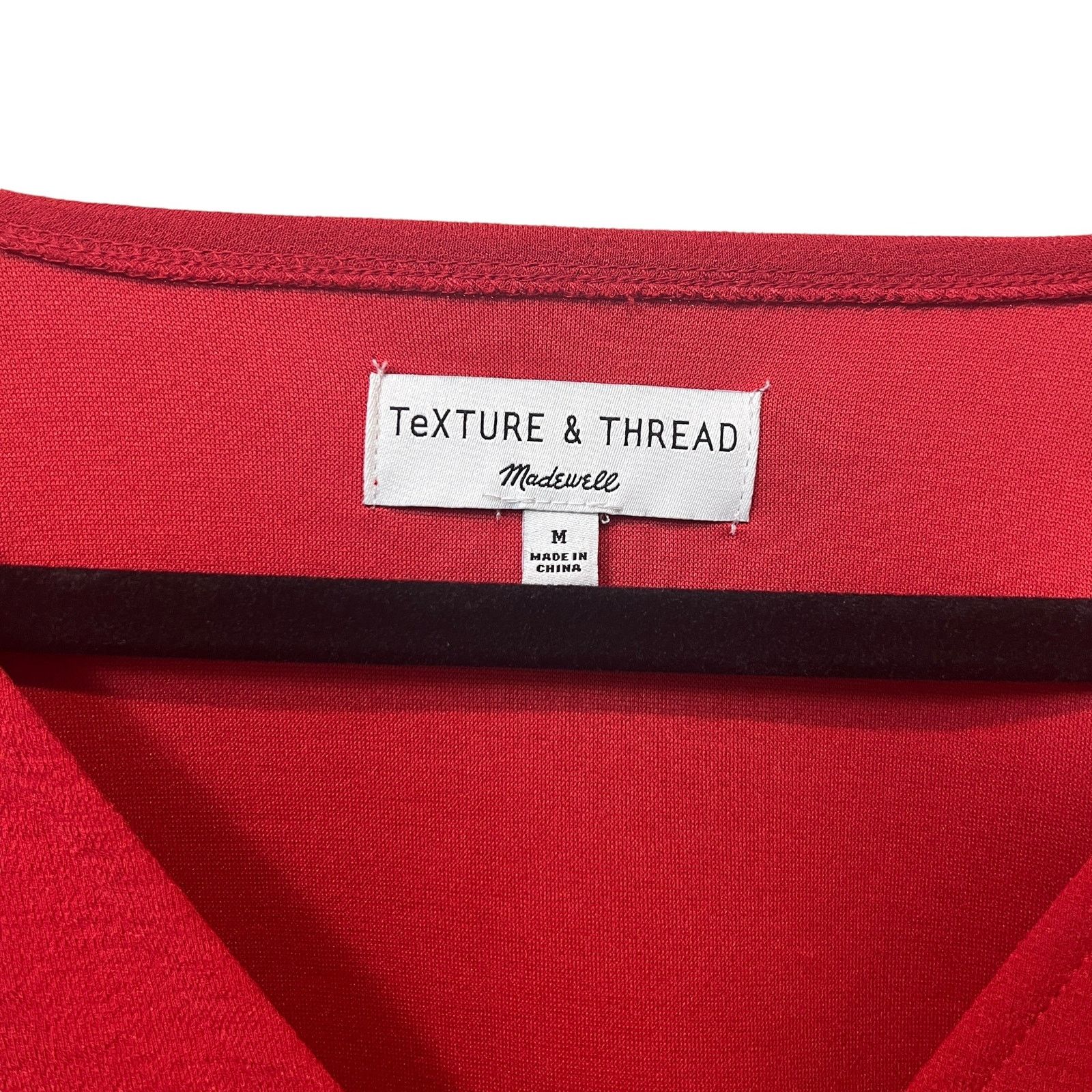 Madewell Madewell Texture + Thread Red Crepe Mock Wrap Top Blouse M Size M / US 6-8 / IT 42-44 - 7 Thumbnail
