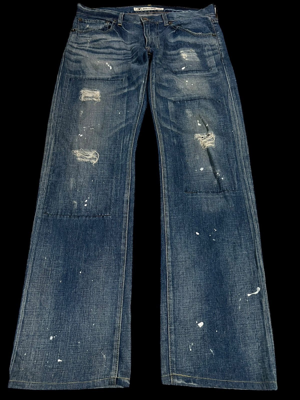 Japanese Brand 90’s BACK NUMBER 02 DISTRESSED PAINTER JEAN Size US 34 / EU 50 - 1 Thumbnail