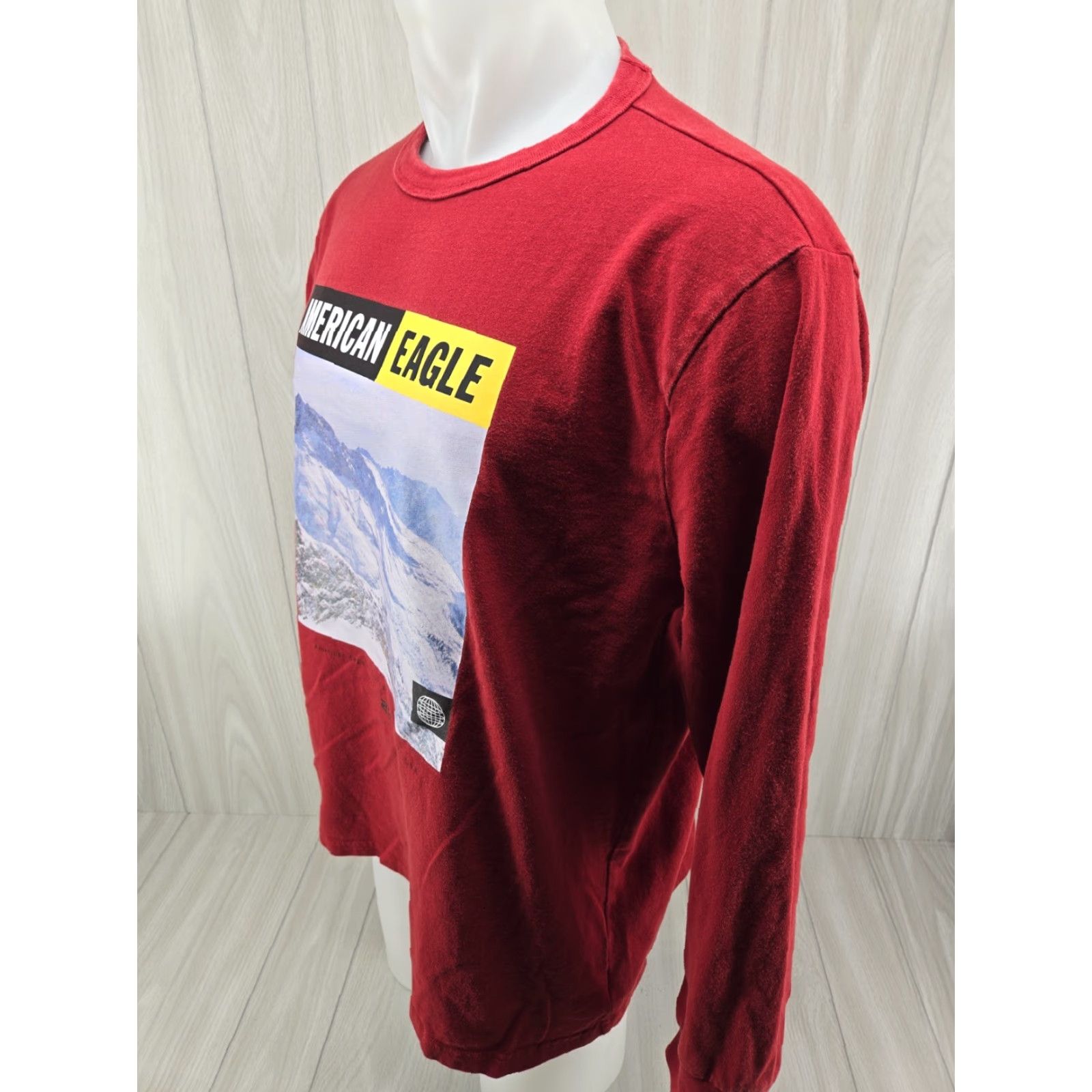 American Eagle Outfitters American Eagle Mens T Shirt XL Red Mountain Graphic Long Sleeve Crew Neck Shirt Size US XL / EU 56 / 4 - 4 Thumbnail