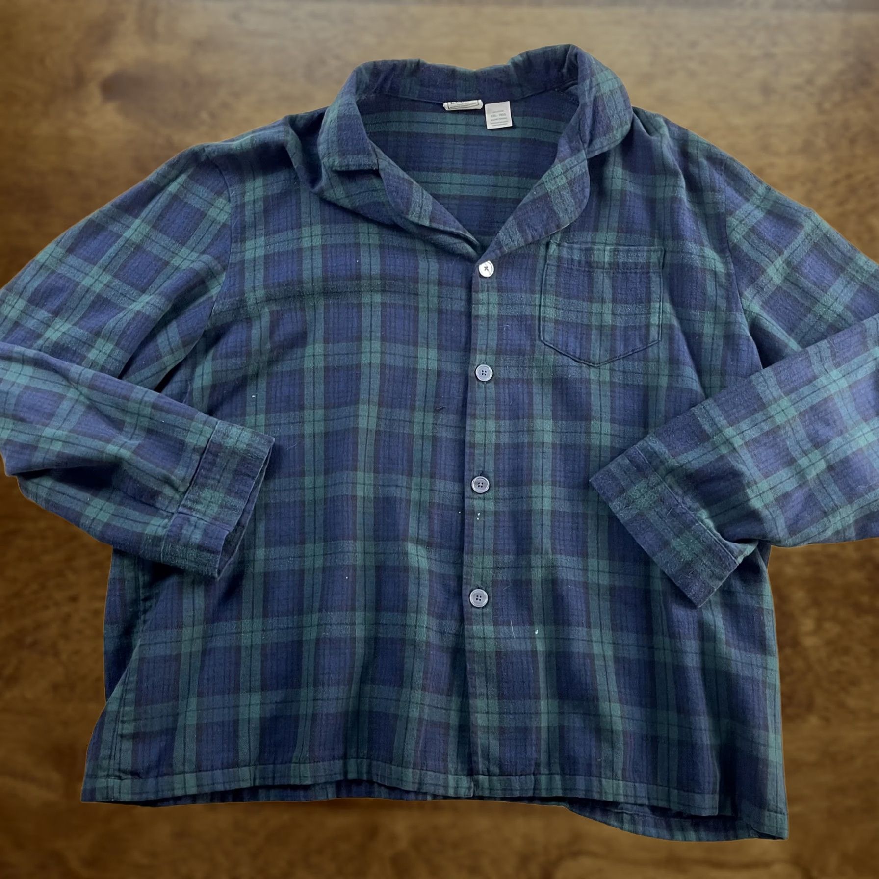 Vintage L.L. Bean Pajama Top Mens 2XL Green Plaid Flannel Long Sleeve Sleepwear Size US XXL / EU 58 / 5 - 1 Thumbnail