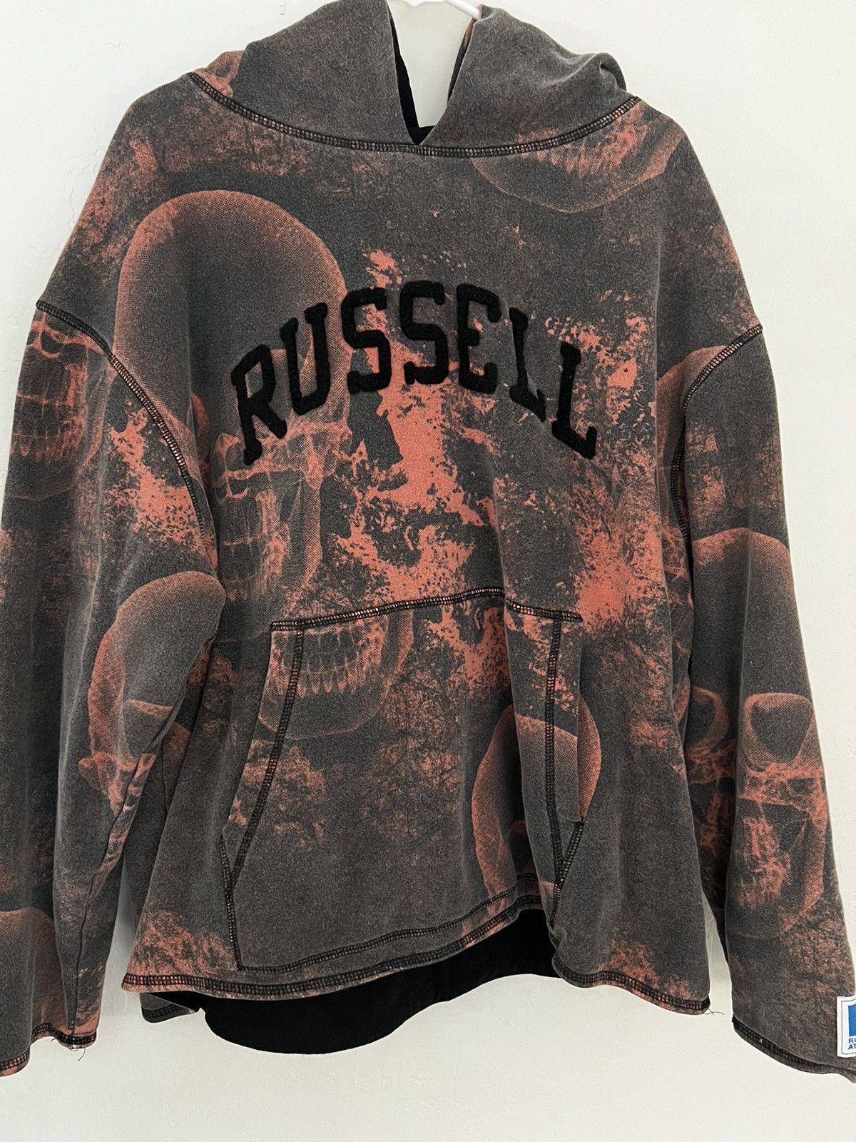 image of Asap Rocky x Russell Athletic Vintage Russel And Asap Worldwide Colab Hoodie in Orange (Size XL)