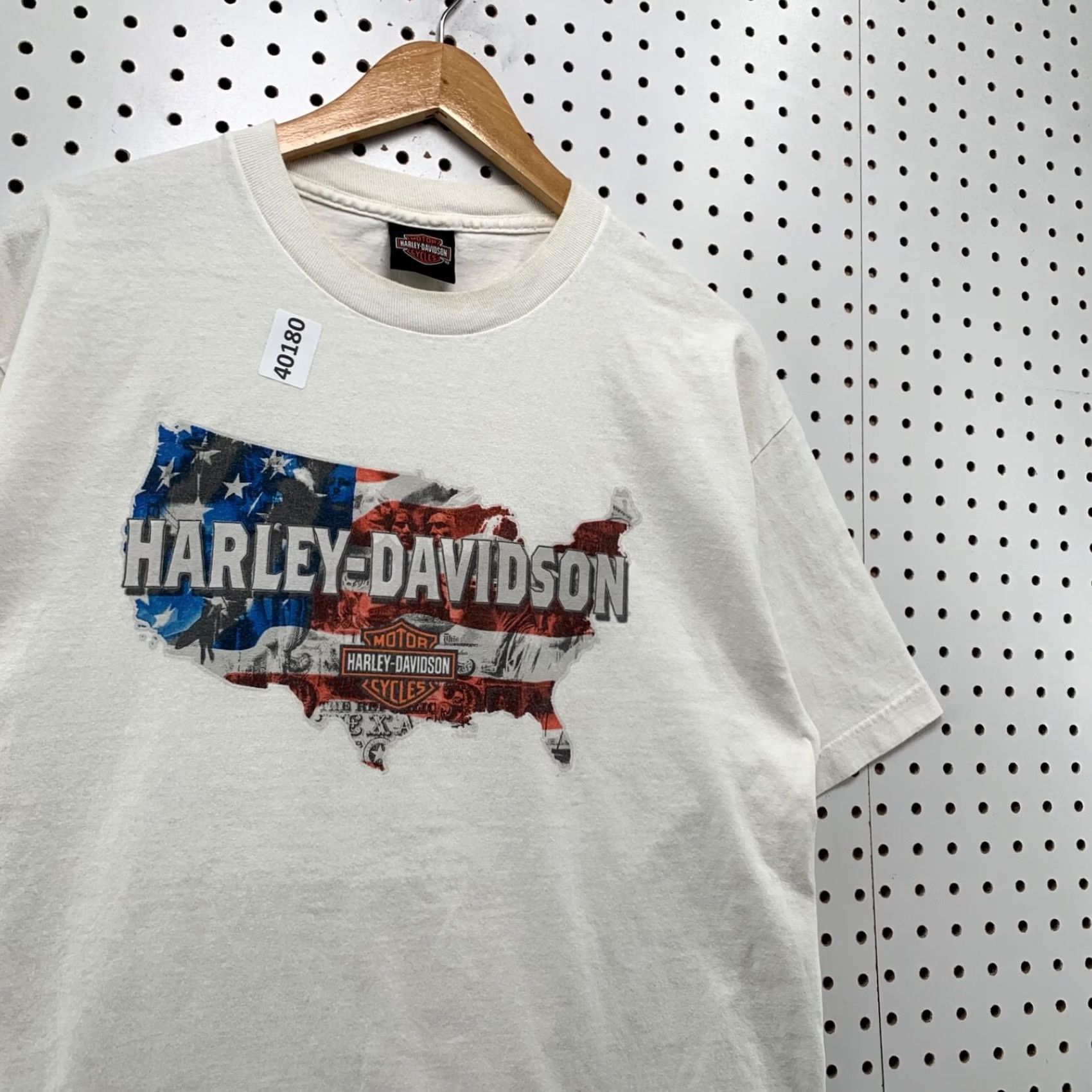 Harley Davidson VINTAGE Harley Davidson Shirt Mens Large White USA Flag Engine Graphic Size US L / EU 52-54 / 3 - 7 Thumbnail