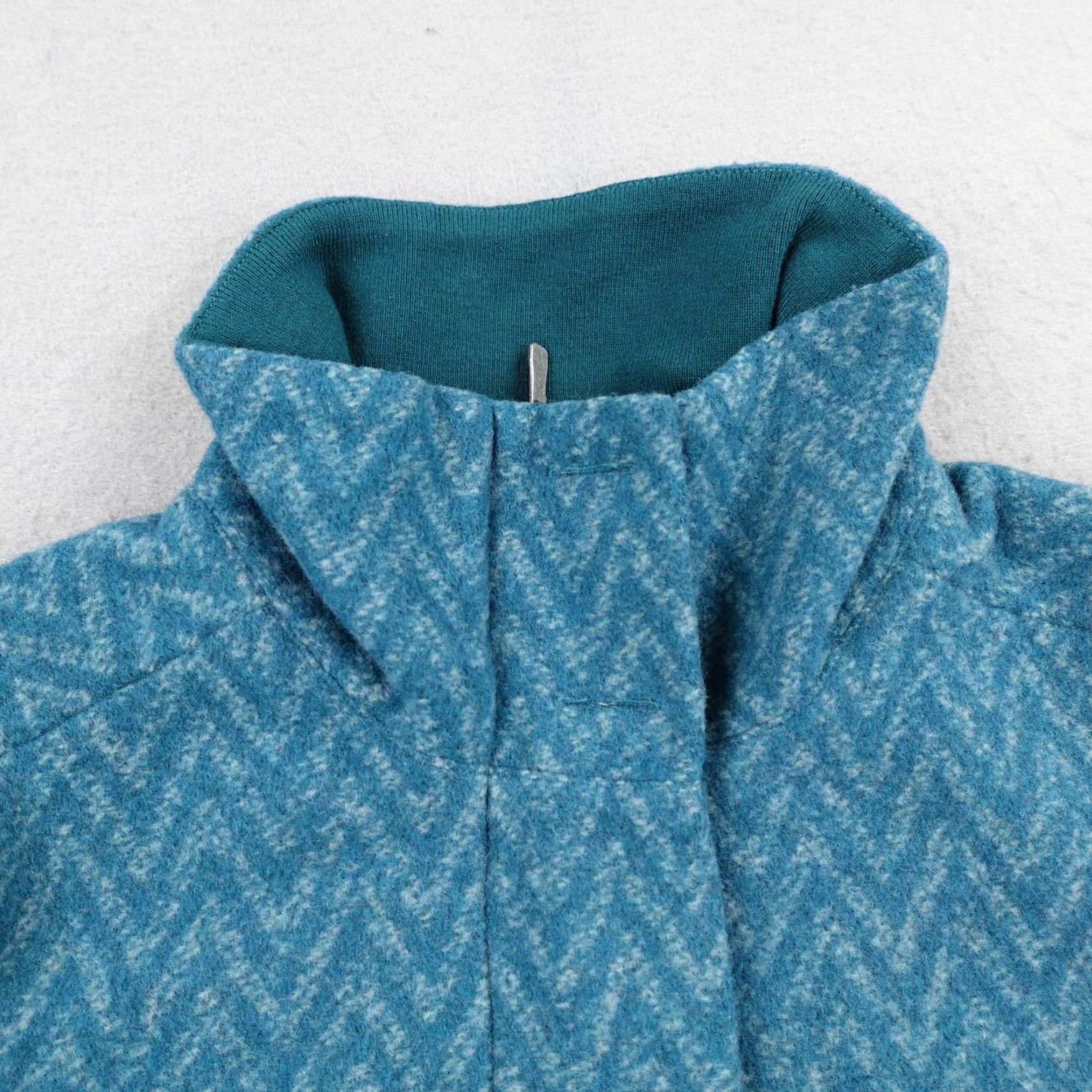 Prana prAna Jacket Women M Blue Teal Lily Wool Blend Chevron Full Zip Women Size M / US 6-8 / IT 42-44 - 2 Thumbnail