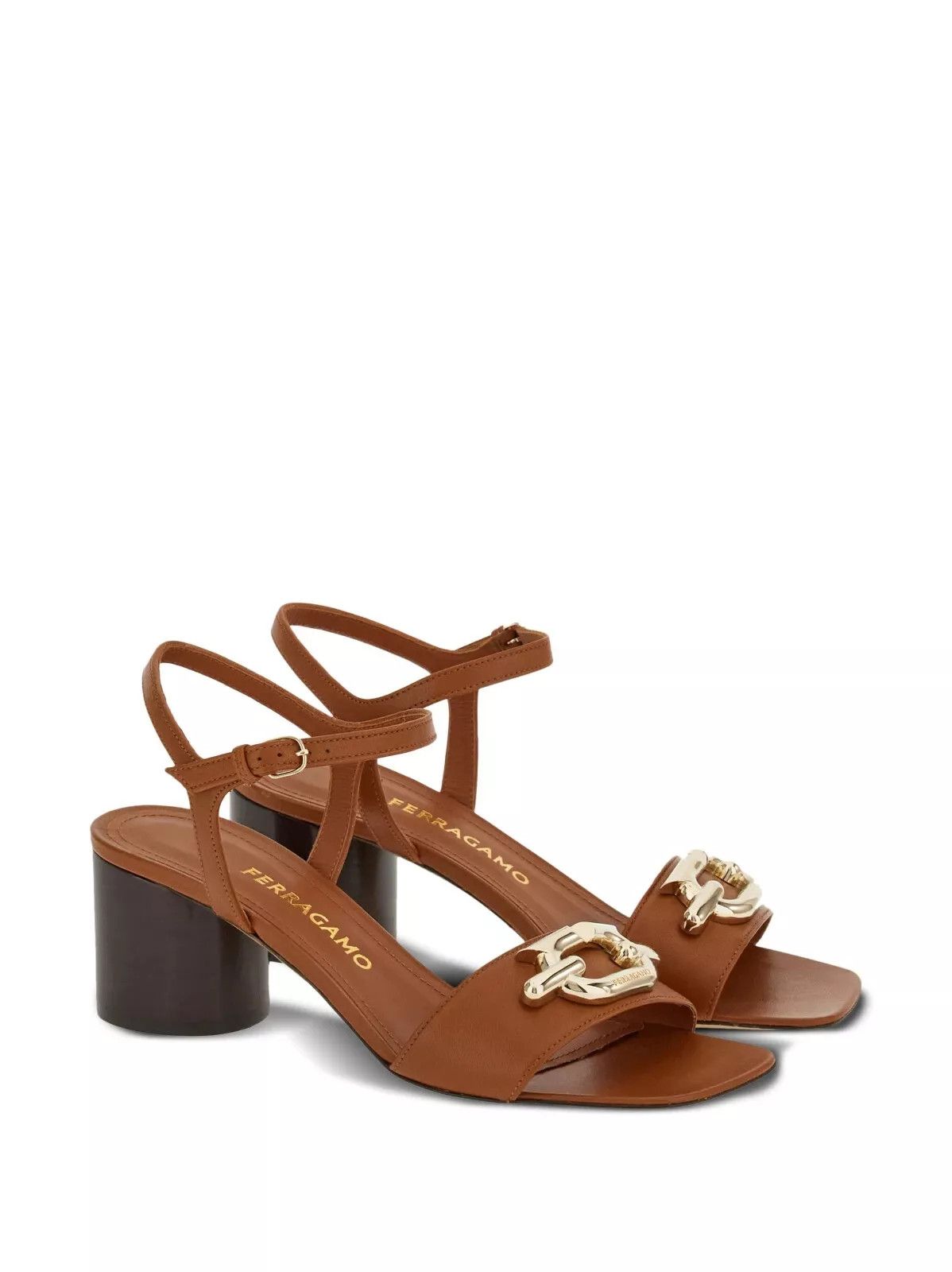 Salvatore Ferragamo o1y0426 Geometric Heel Sandals in Brown Size US 6 / IT 36 - 1 Thumbnail