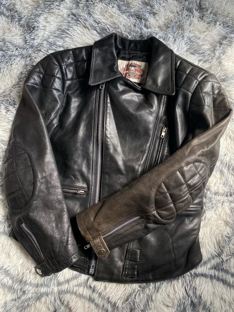 Genuine Leather DOUBLE COLLAR MOTOR ASHVILLE CYCLES LEATHER JACKET Size US M / EU 48-50 / 2 - 3 Thumbnail