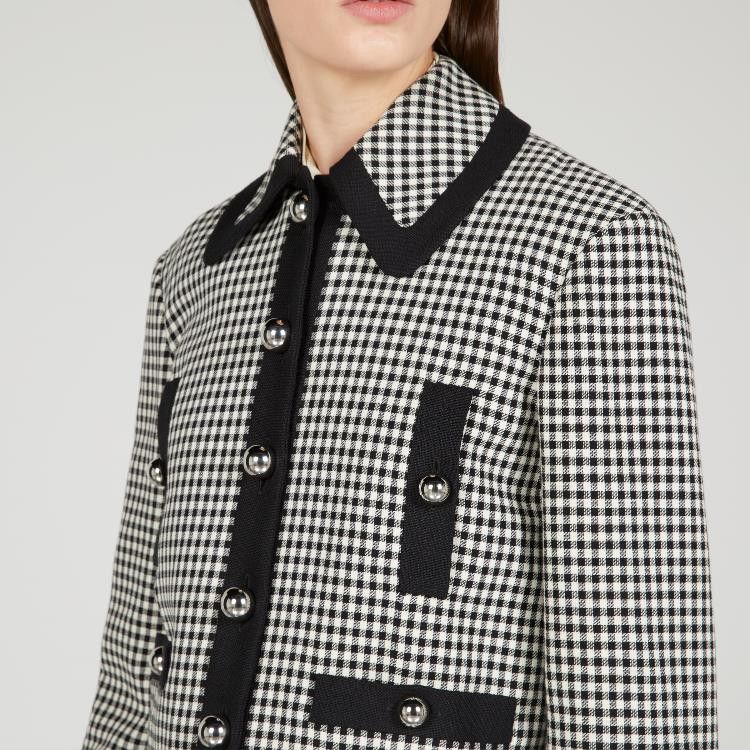 Gucci o1loc1c0226 737717 Gingham Tailored Jacket in Black/Ivory Size XL / US 12-14 / IT 48-50 - 5 Thumbnail