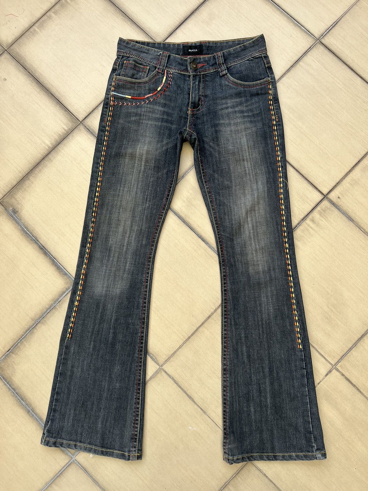 Vintage Vintage Maxa Japan Embroidery Fade Black Bootcut Jeans Size US 29 - 1 Thumbnail