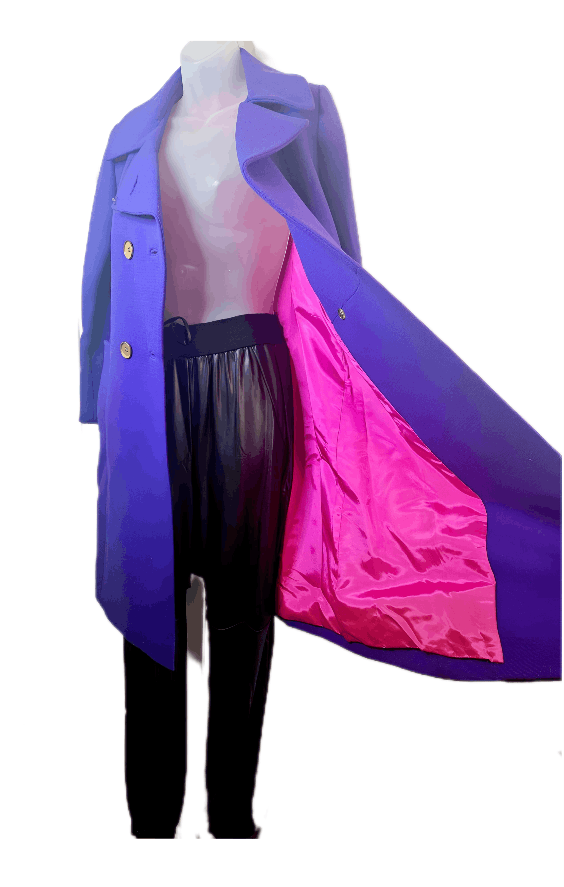 Other Vintage Mod Purple 1960s Wool Coat Hot Pink Lining Women’s Size M / US 6-8 / IT 42-44 - 2 Thumbnail