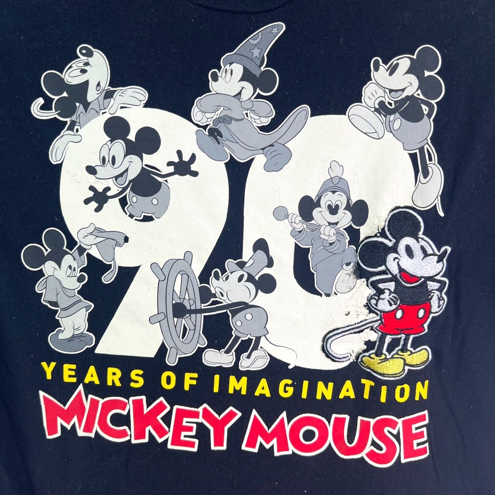 Disney Mickey Mouse 90th Celebration T Shirt Disney Adult M Black Cotton Polyester Knit Crew Neck Short Sleeve Mens Size US M / EU 48-50 / 2 - 2 Thumbnail
