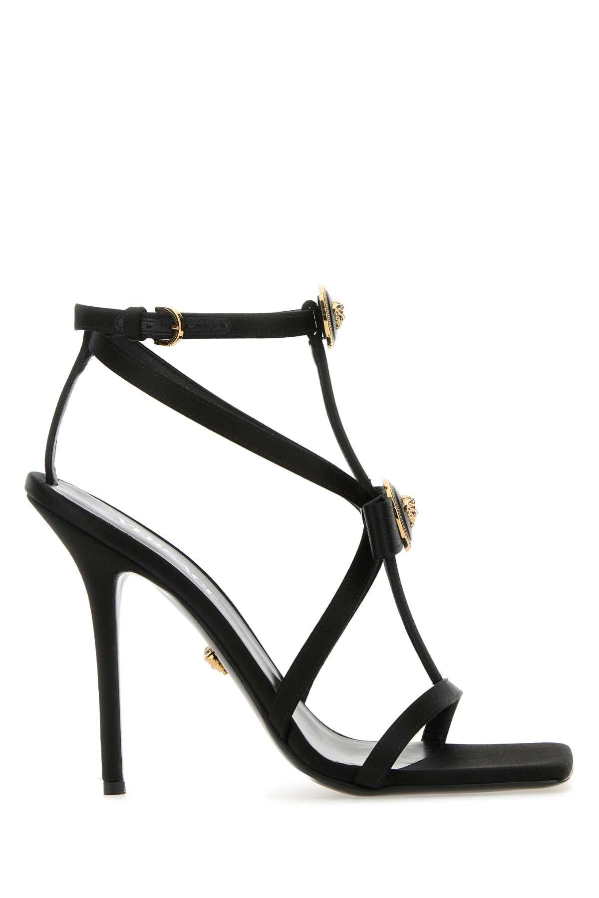 image of Versace Black Satin Sandals, Women's (Size 6)