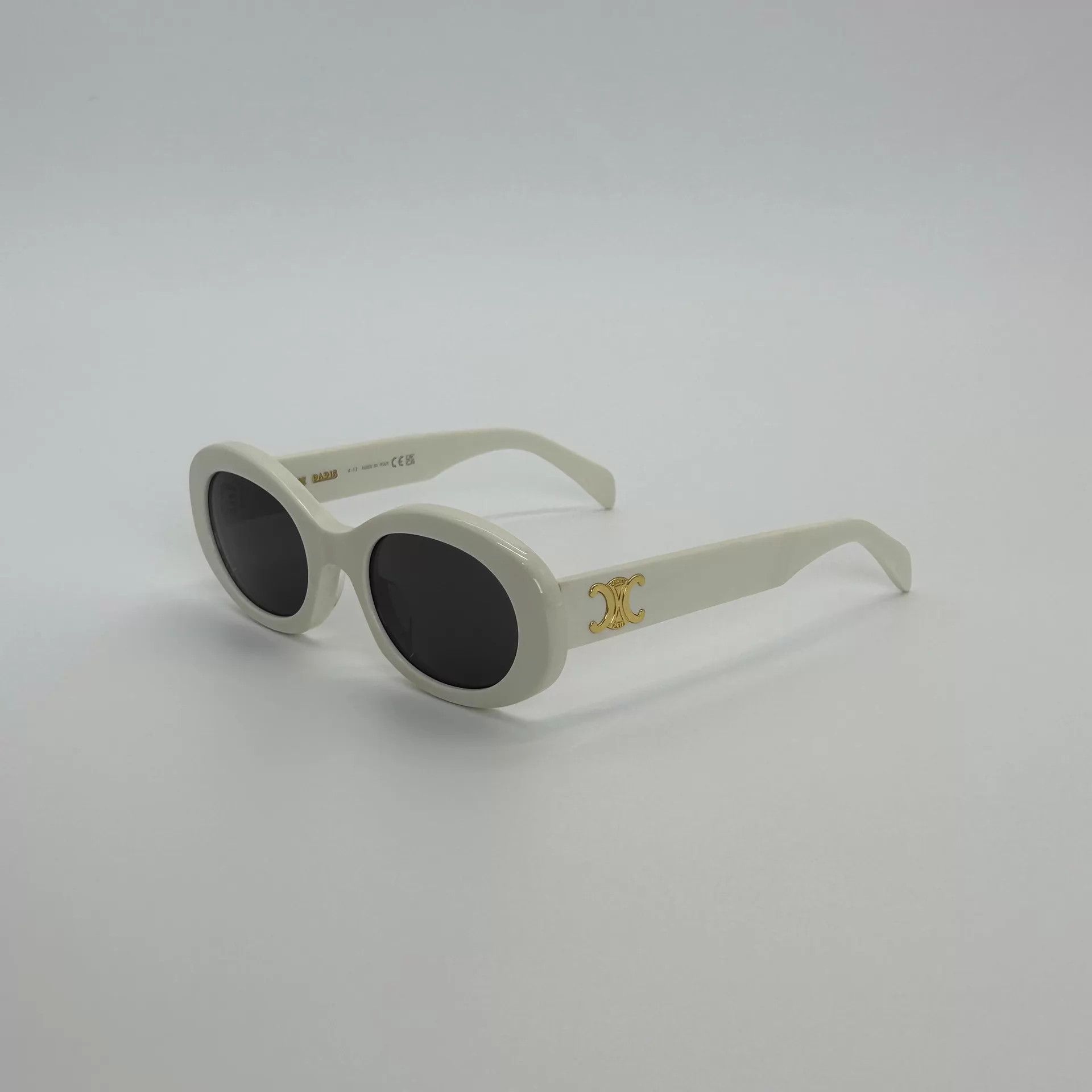 Celine Celine White Shades Vintage Triomphe Logo Zhao Lusi HB6924 Size ONE SIZE - 1 Thumbnail