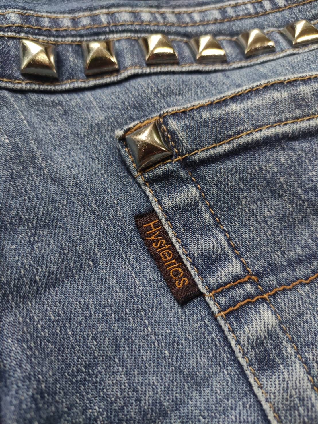 Hysteric Glamour Vtg Hysteric Glamour Pyramid Stud Y2K Faded Jeans Size 29" - 9 Thumbnail