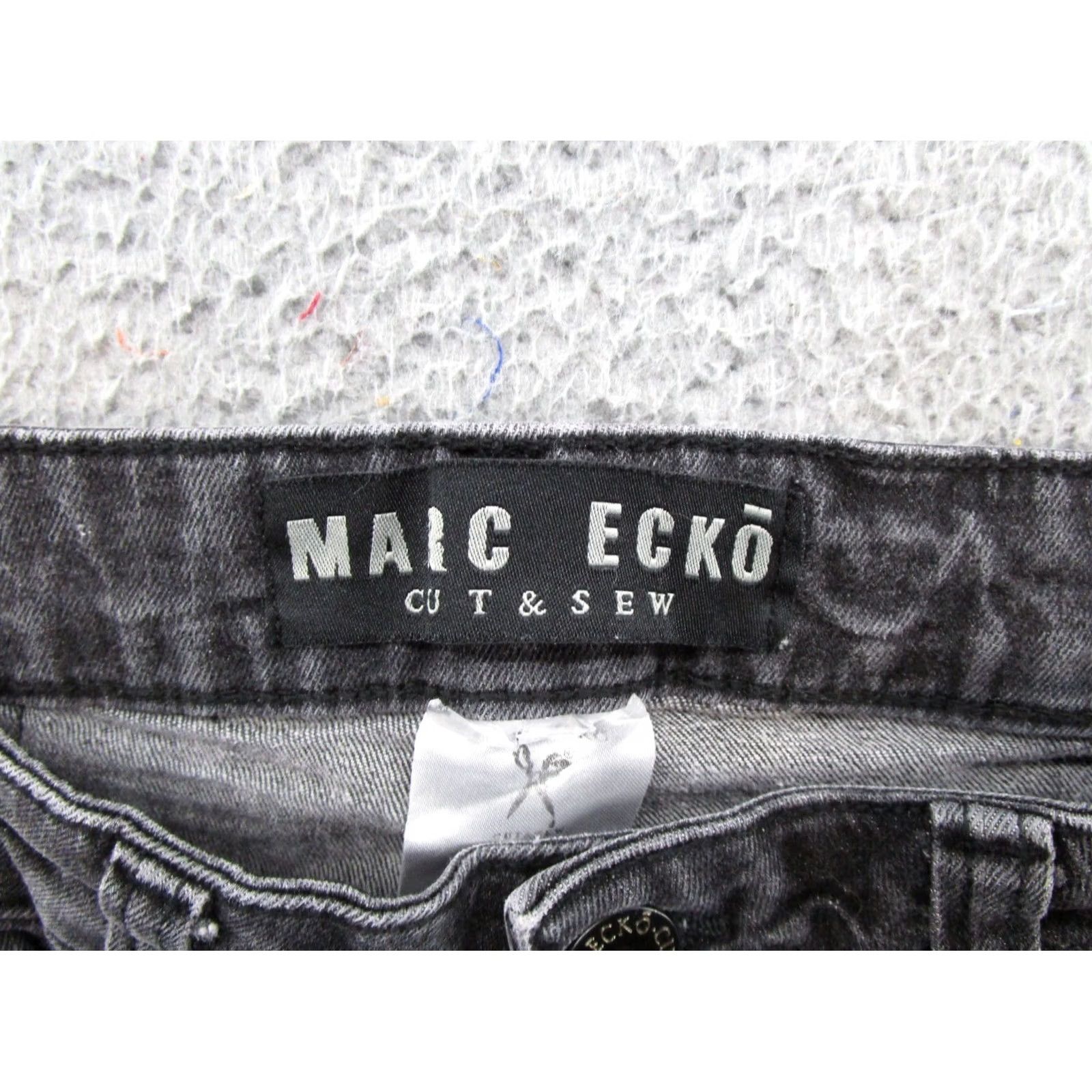 Ecko Unltd. Y2K Marc Ecko Cut and Sew Black Distressed Denim Moto Stretch Jeans Size 32x30 Mens Jeans Slim Stretch Black 90s 00s Size US 32 / EU 48 - 4 Thumbnail