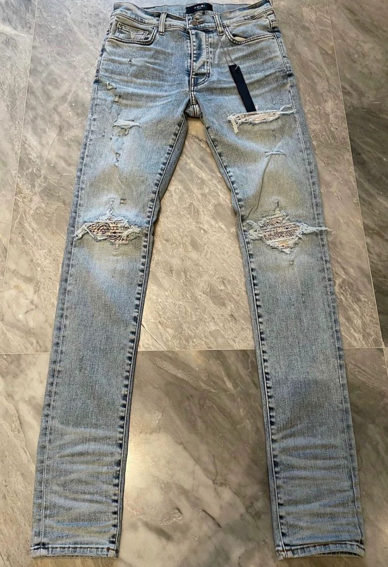 Amiri Amiri paisley flower patched blue jeans Size US 30 / EU 46 - 1 Thumbnail