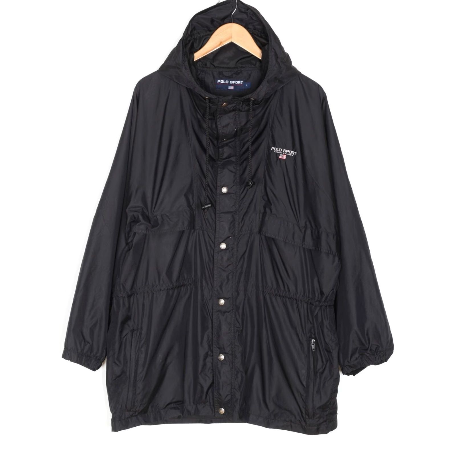Ralph Lauren VINTAGE POLO SPORT RALPH LAUREN Hooded Mid Length Windbreaker Jacket Men L Black Windbreaker Shirt Mens Size US L / EU 52-54 / 3 - 2 Thumbnail